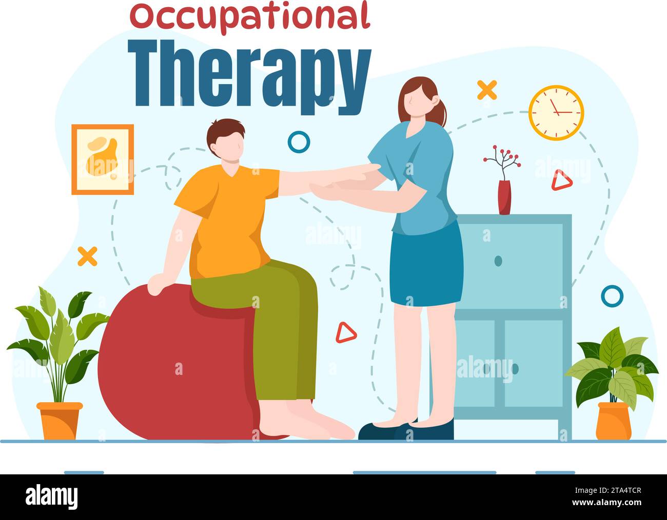 Occupational Therapy Vector Illustration with Treatment Session on ...