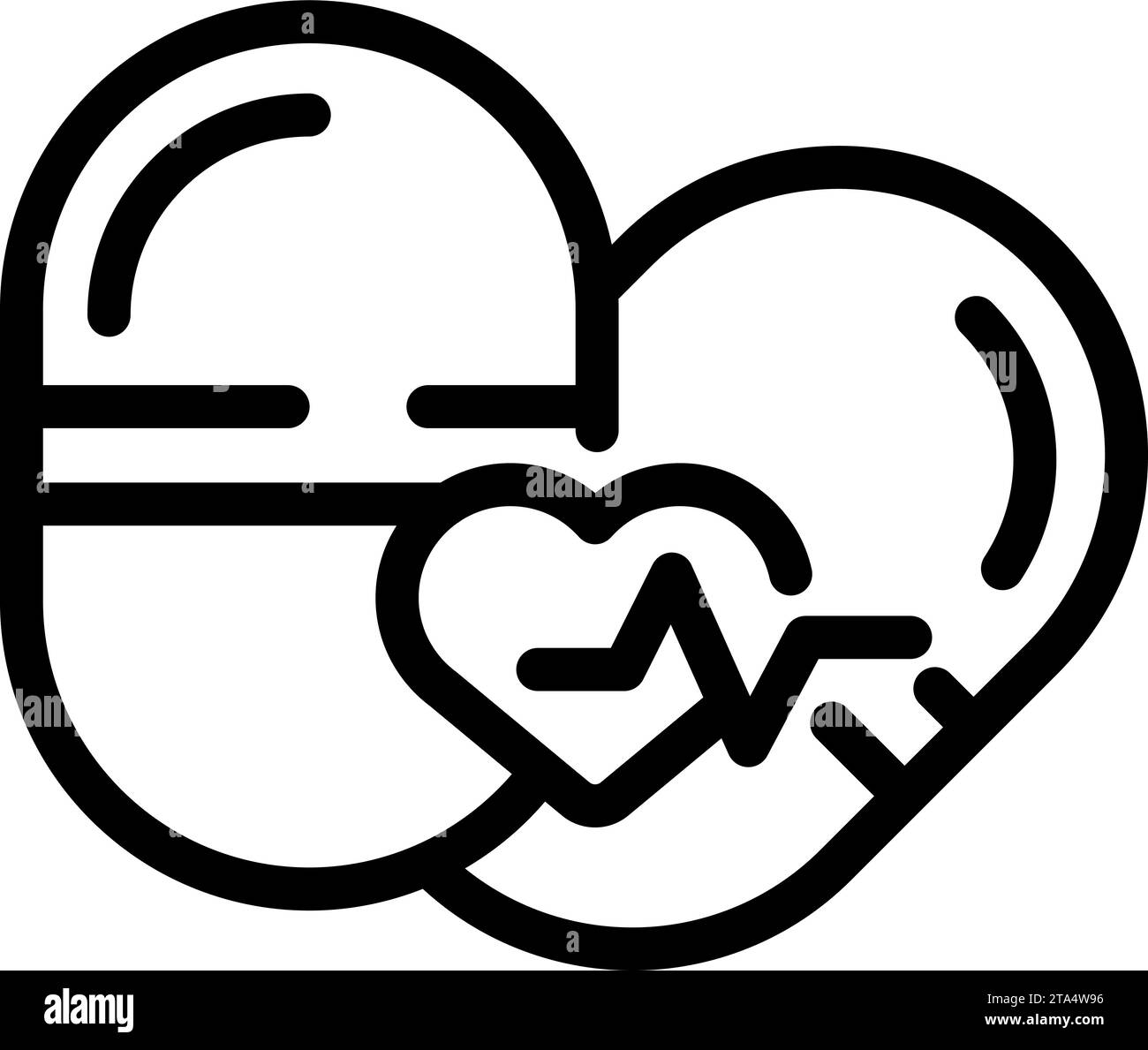 Heart pill drug icon outline vector. Medicine vitamin. Cold packet dissolve Stock Vector