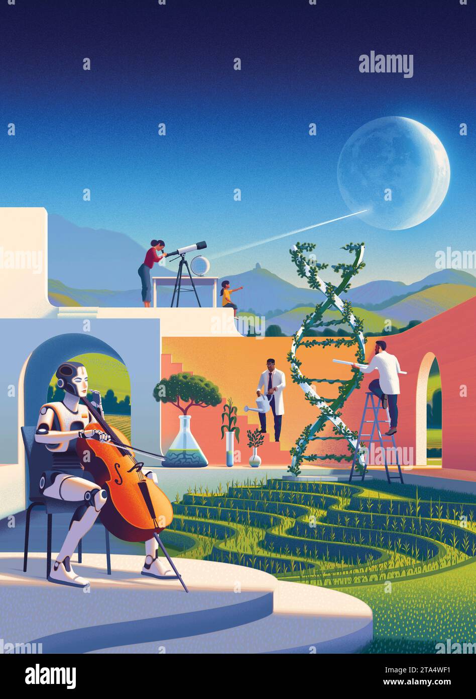 Work of science, conceptual illustration Stock Photo - Alamy