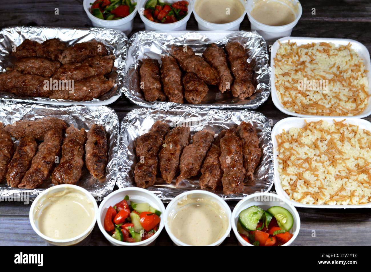 Arabic cuisine traditional food beef Kofta, kufta shish, minced meat