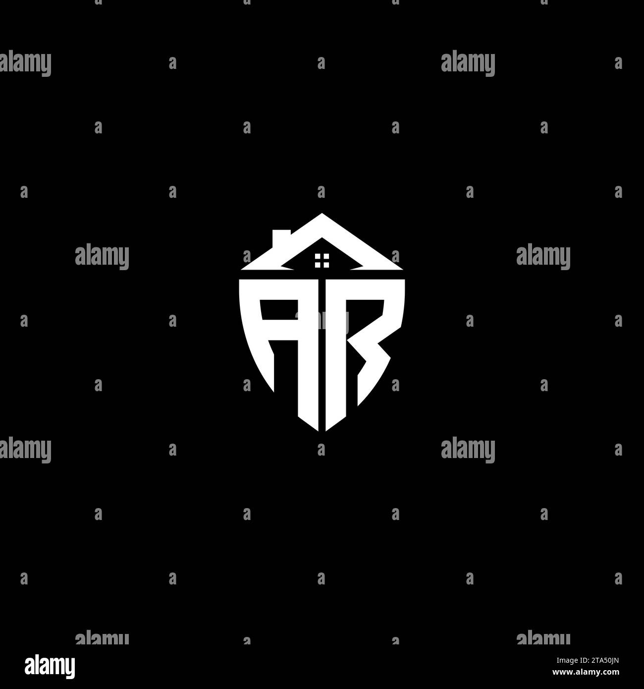 AR initials premium shield logo monogram with home designs modern templates Stock Vector