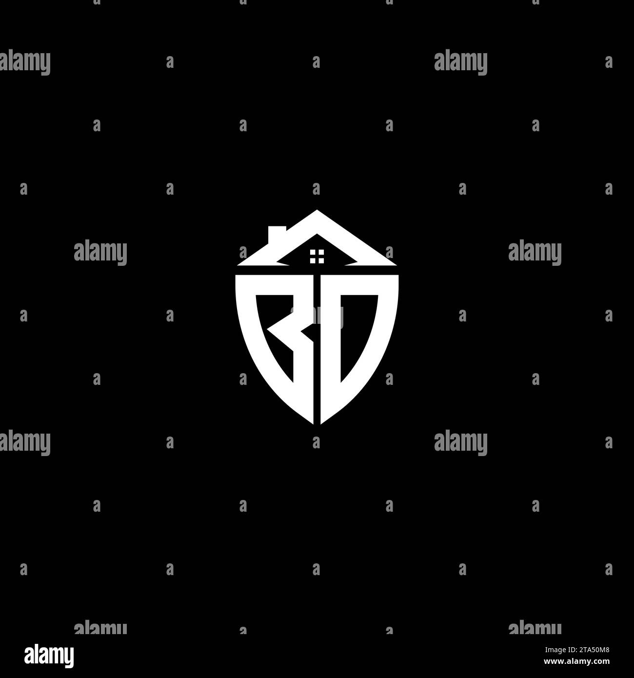 BD initials premium shield logo monogram with home designs modern templates Stock Vector