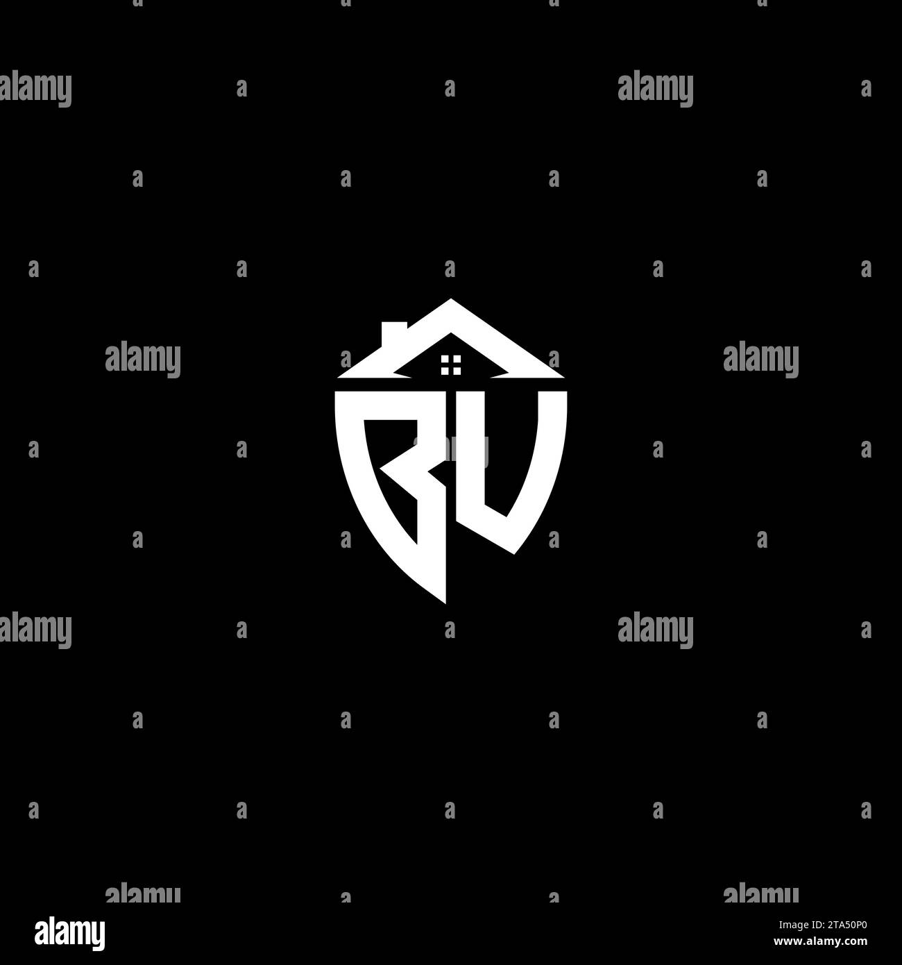 BU initials premium shield logo monogram with home designs modern templates Stock Vector