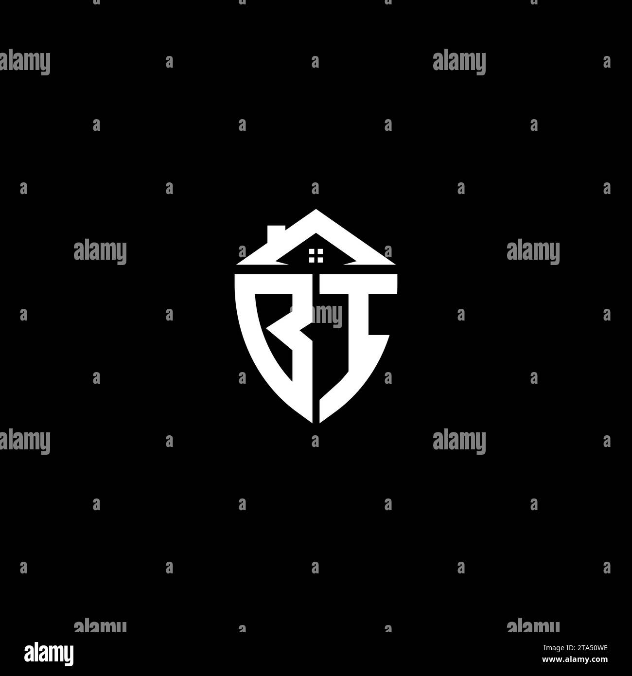 BI initials premium shield logo monogram with home designs modern templates Stock Vector