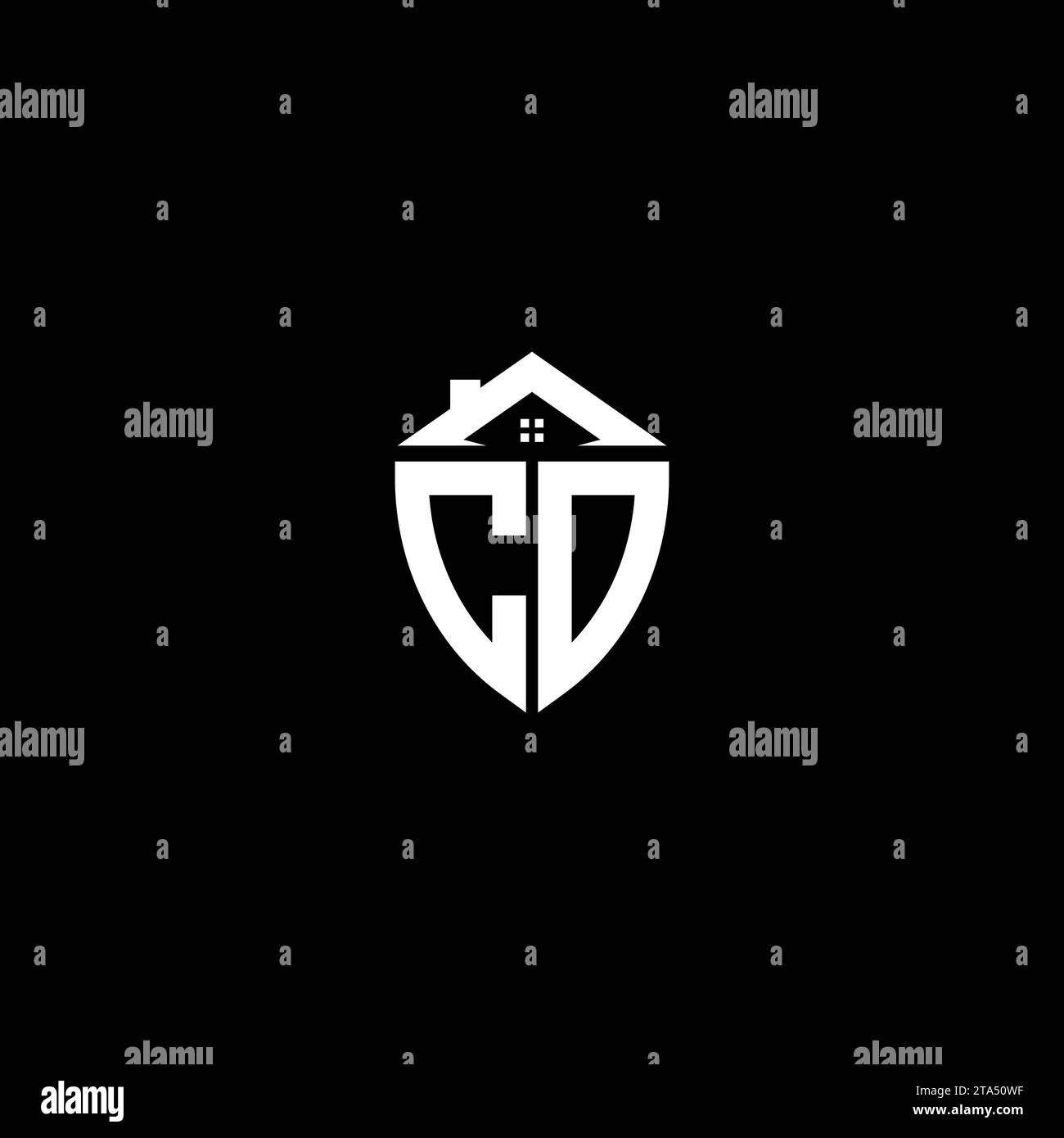 CD initials premium shield logo monogram with home designs modern templates Stock Vector
