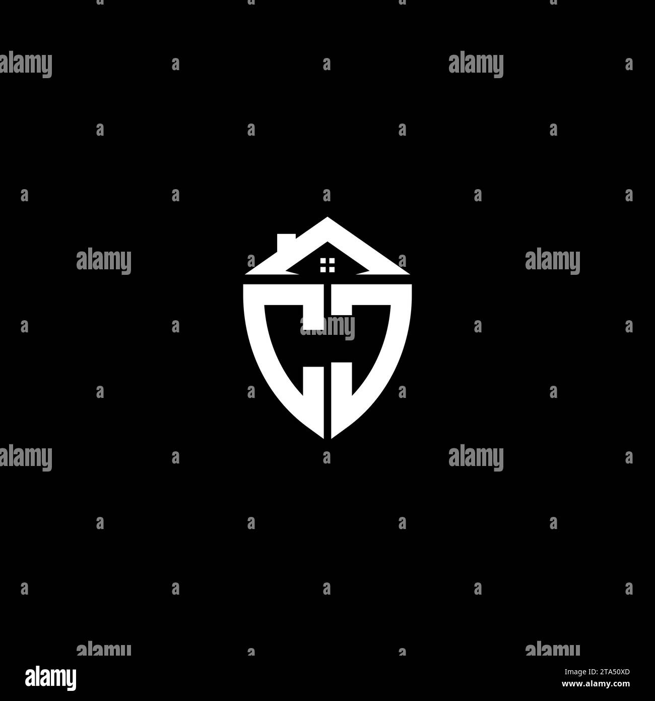CJ initials premium shield logo monogram with home designs modern templates Stock Vector