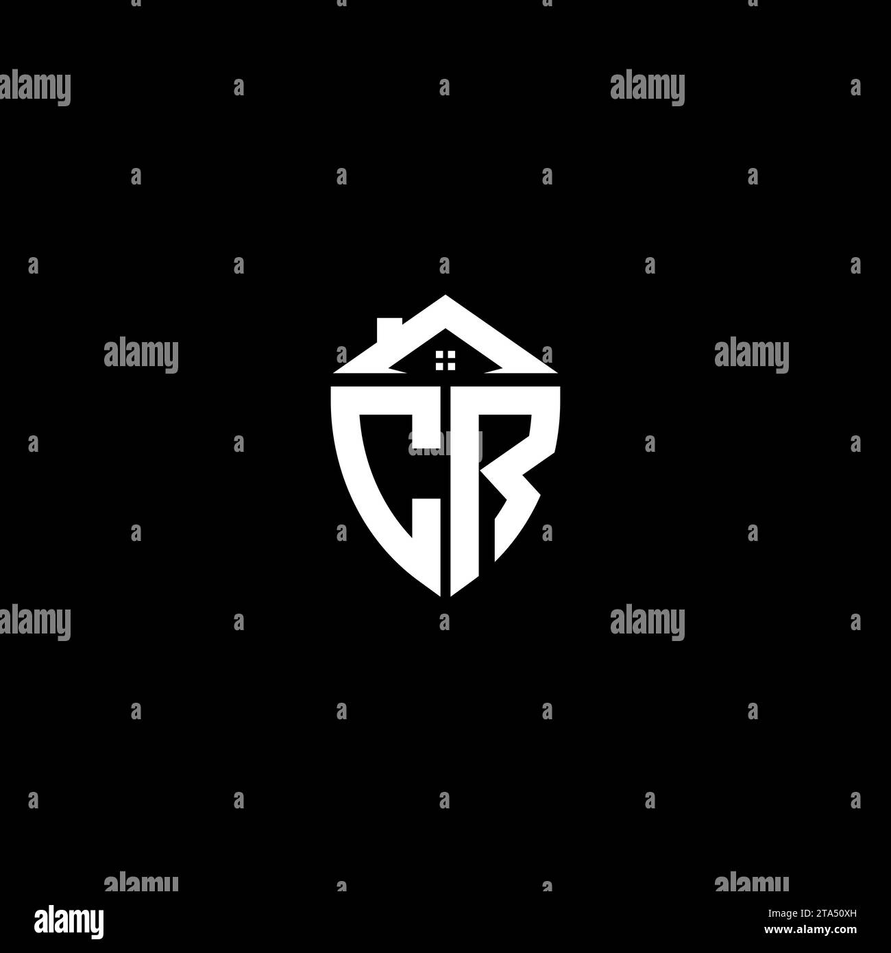 CR initials premium shield logo monogram with home designs modern templates Stock Vector