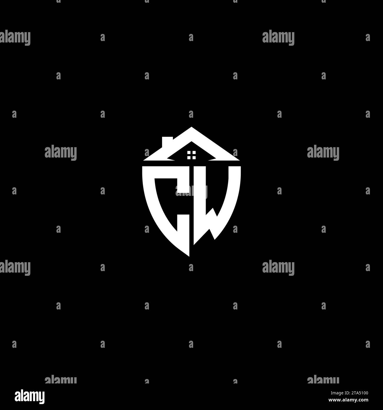 CW initials premium shield logo monogram with home designs modern templates Stock Vector