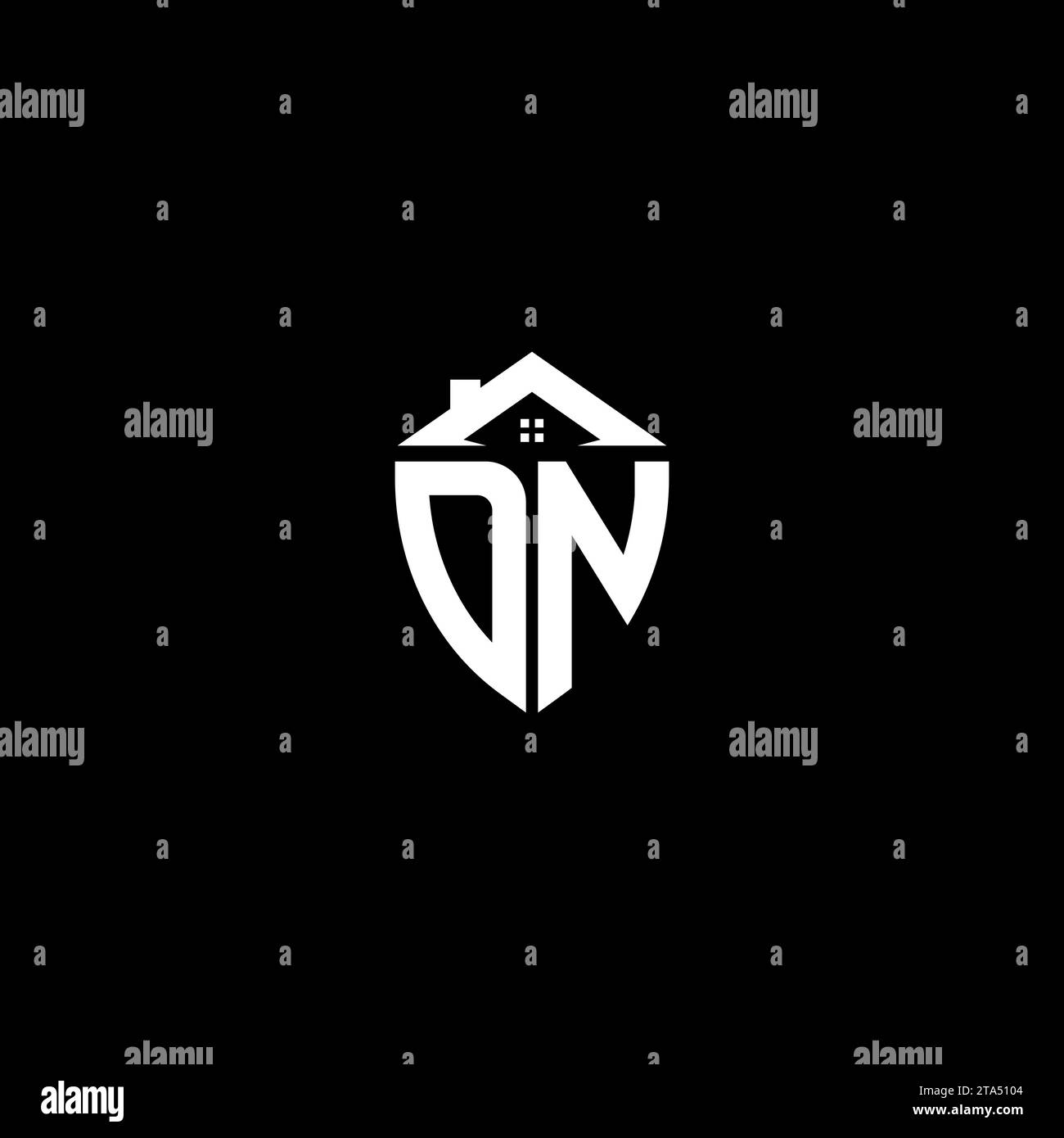 DN initials premium shield logo monogram with home designs modern templates Stock Vector