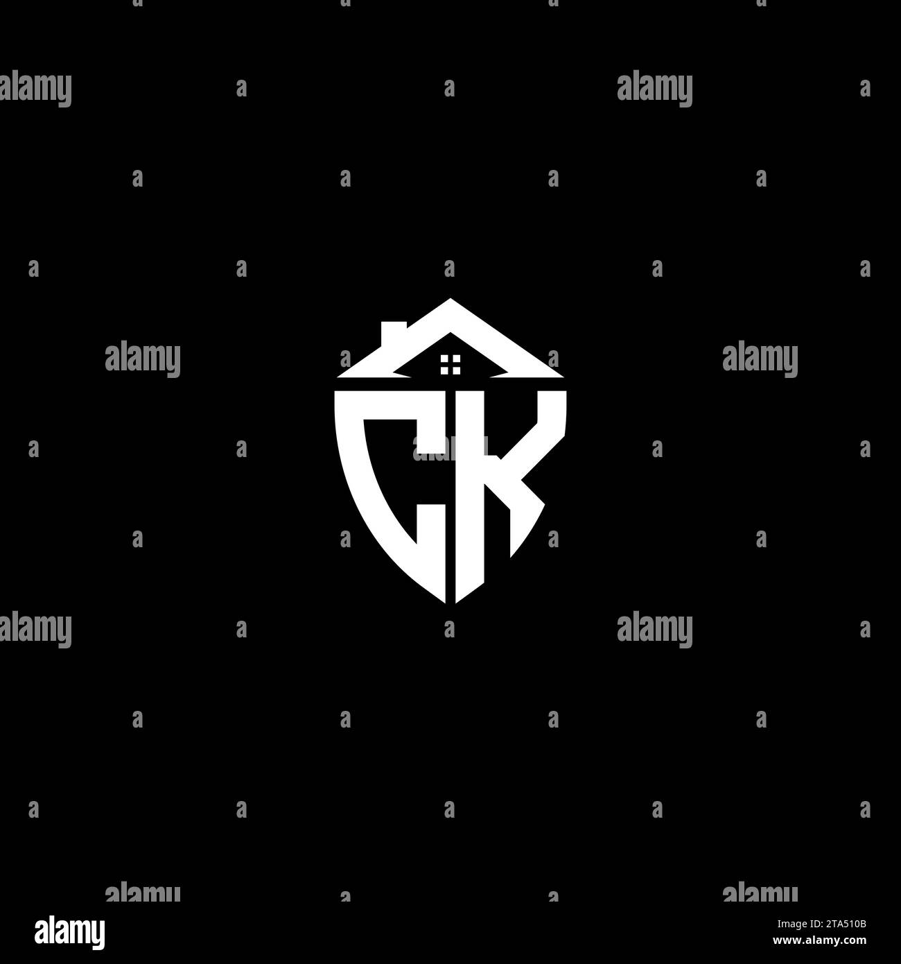 CK initials premium shield logo monogram with home designs modern templates Stock Vector