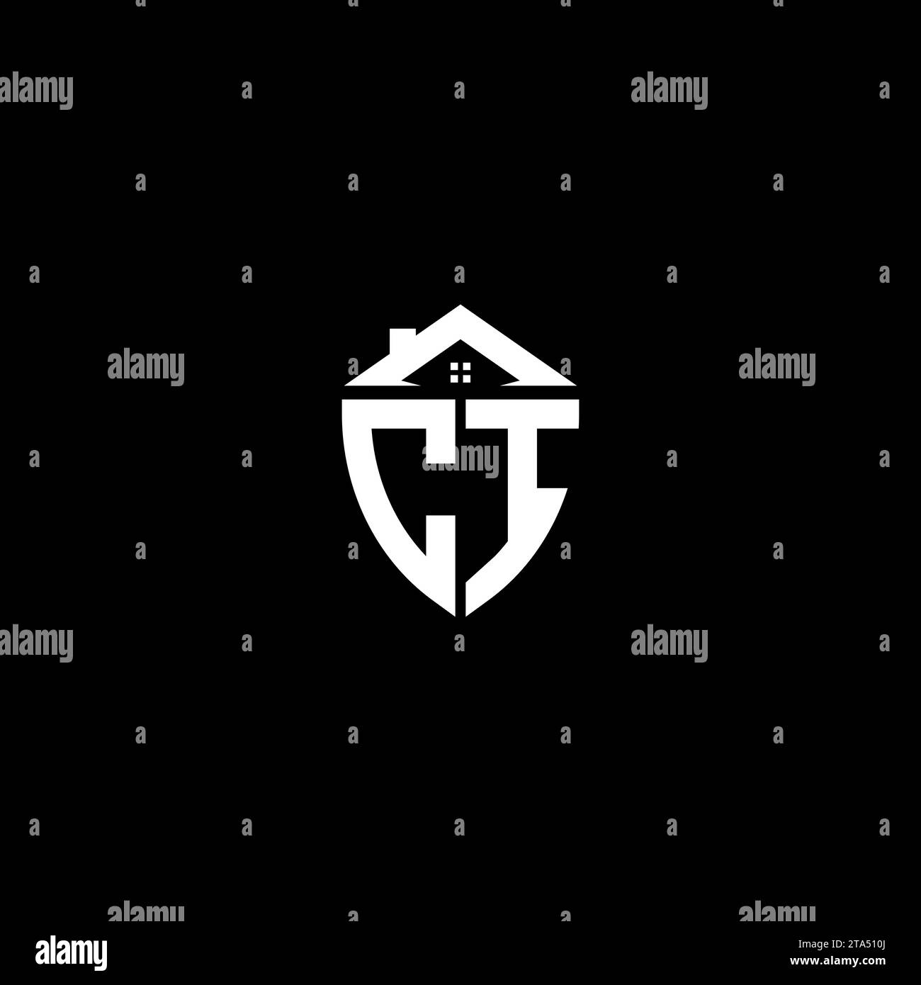 CI initials premium shield logo monogram with home designs modern templates Stock Vector