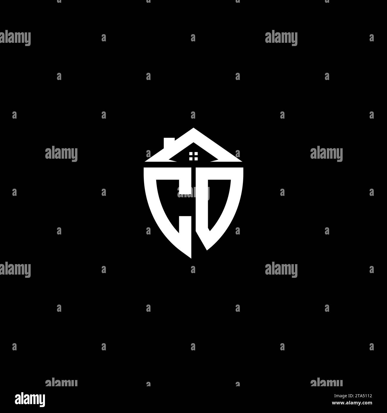 CO initials premium shield logo monogram with home designs modern templates Stock Vector