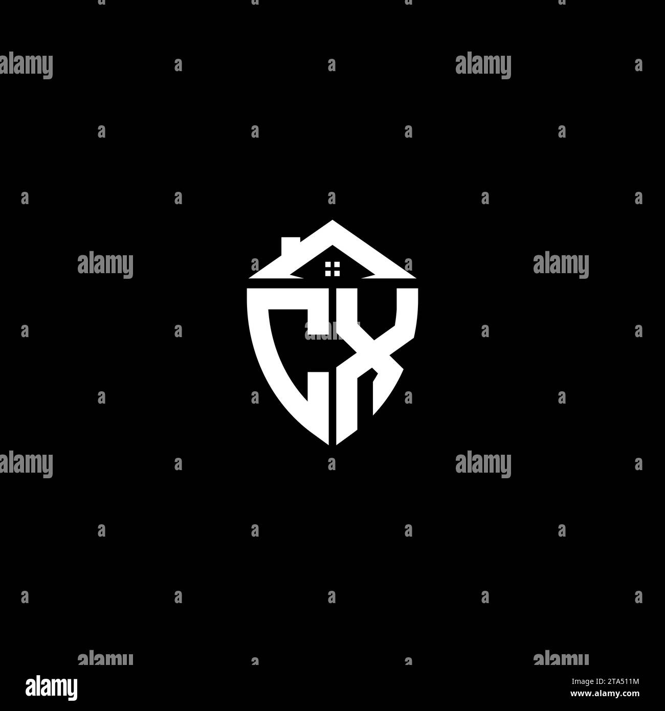 CX initials premium shield logo monogram with home designs modern templates Stock Vector