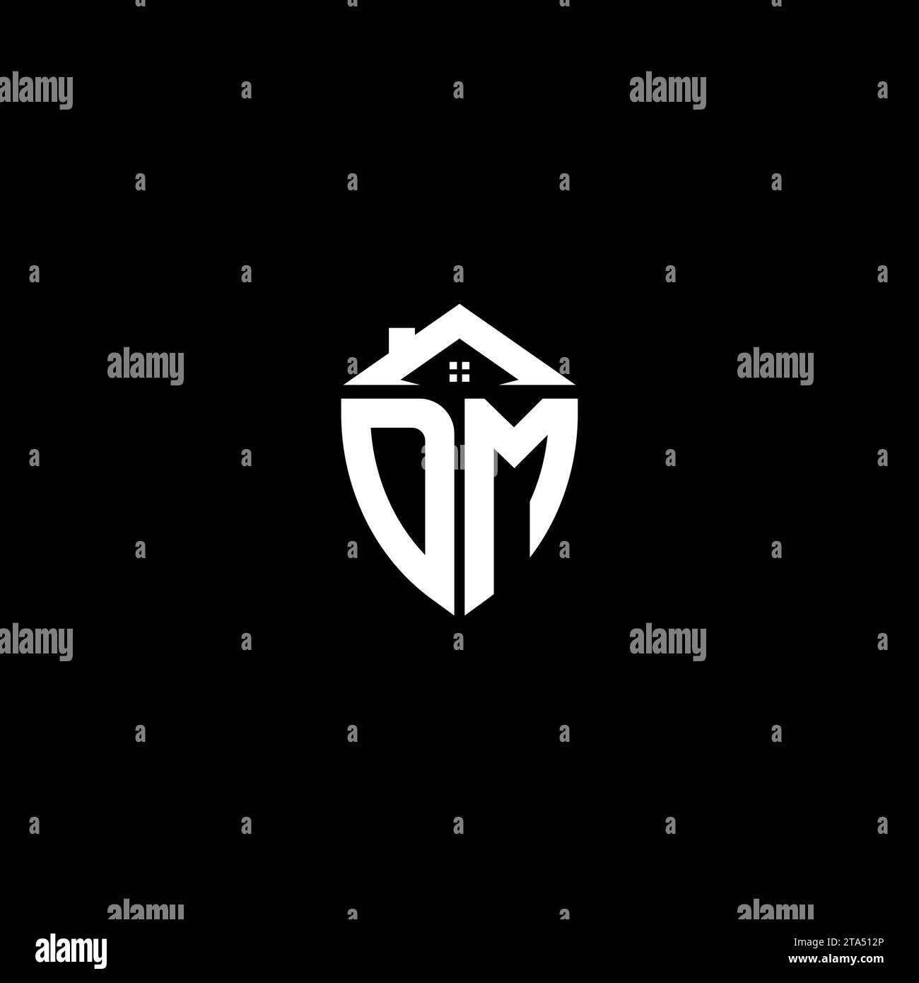 DM initials premium shield logo monogram with home designs modern templates Stock Vector