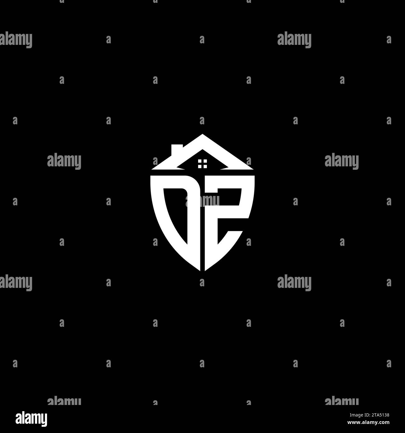 DZ initials premium shield logo monogram with home designs modern templates Stock Vector