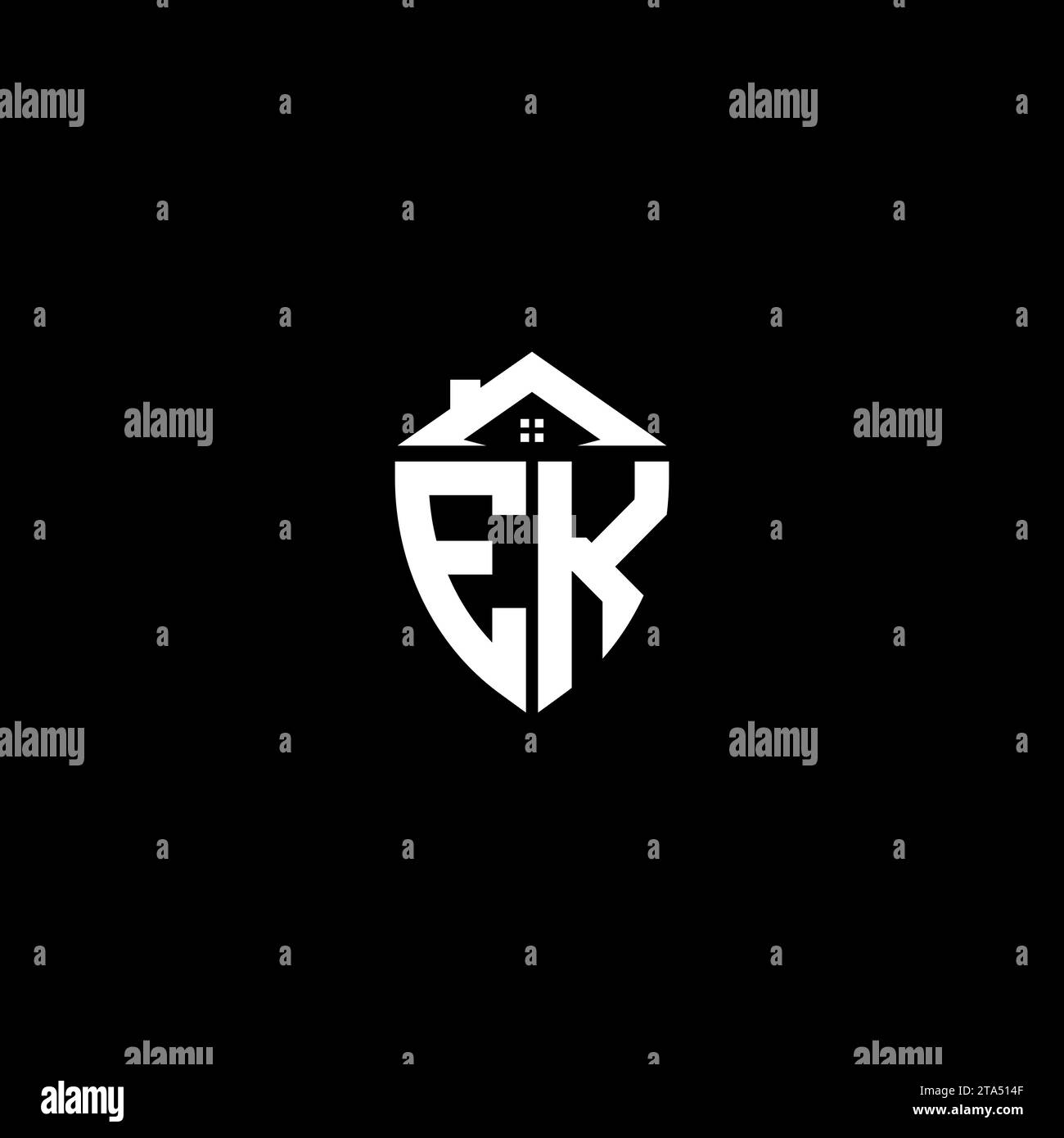 EK initials premium shield logo monogram with home designs modern templates Stock Vector