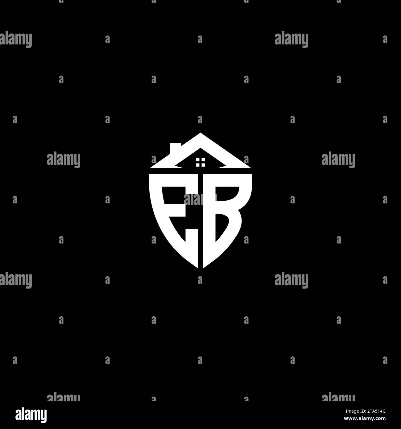 EB initials premium shield logo monogram with home designs modern templates Stock Vector