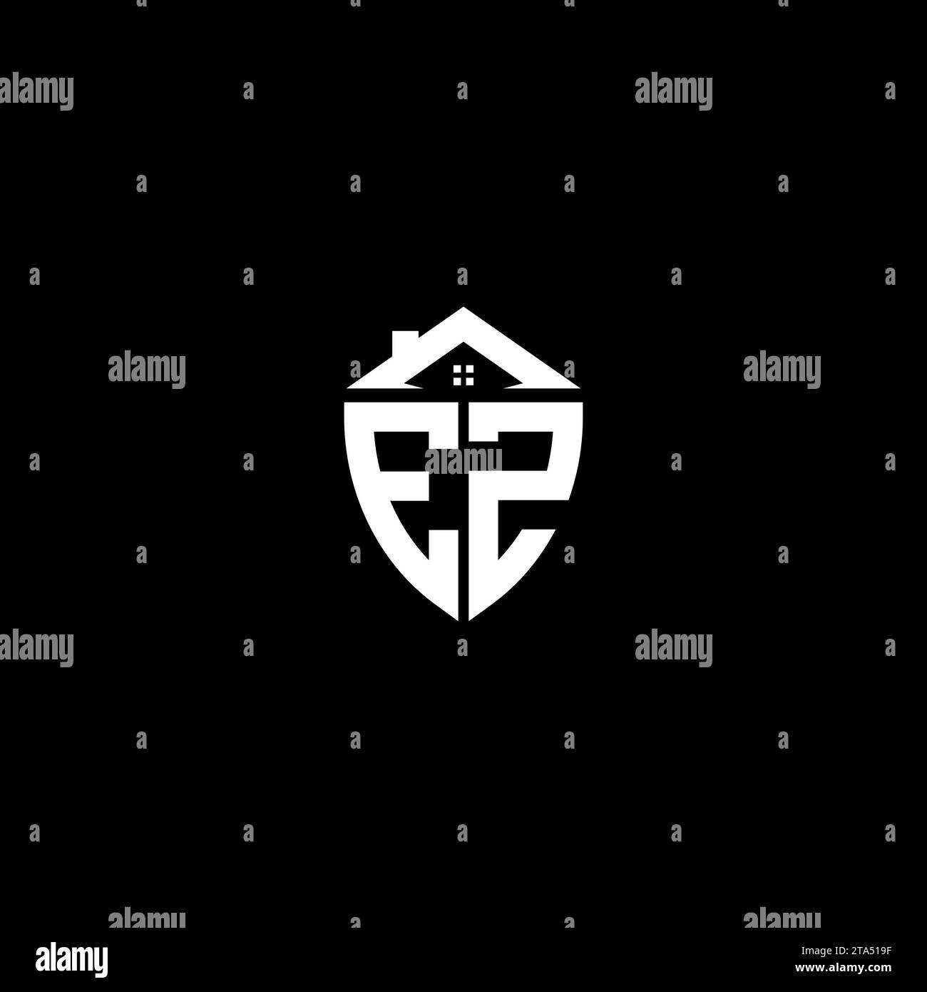 EZ initials premium shield logo monogram with home designs modern templates Stock Vector