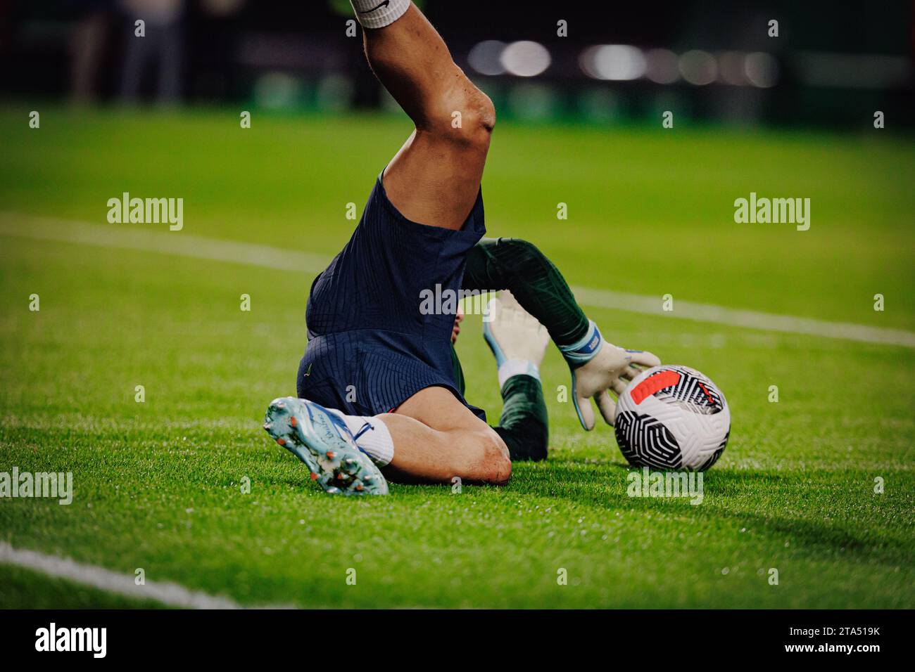 Diogo Costa  during warm up before UEFA Euro 2024 qualifying game between  national teams of Portugal and Iceland, Estadio Jose Alvalade, Lisbon, Port Stock Photo