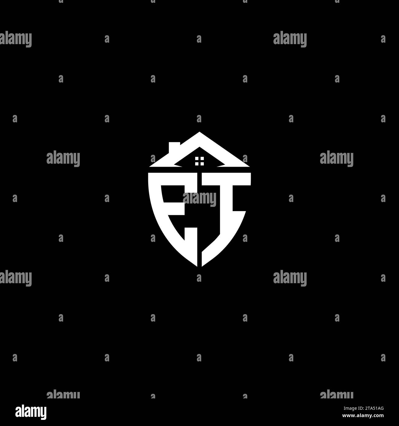 EI initials premium shield logo monogram with home designs modern templates Stock Vector