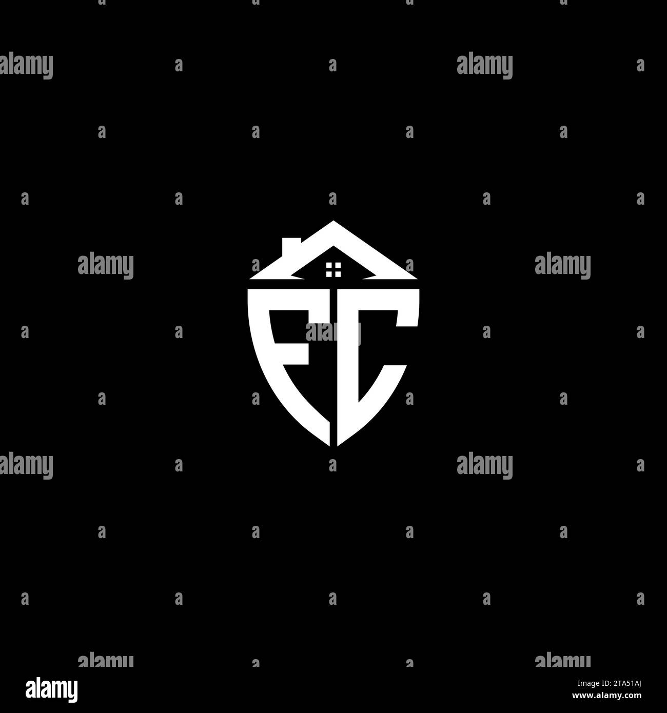 FC initials premium shield logo monogram with home designs modern templates Stock Vector