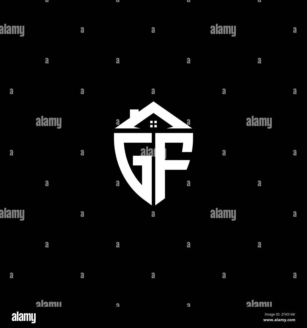 GF initials premium shield logo monogram with home designs modern templates Stock Vector