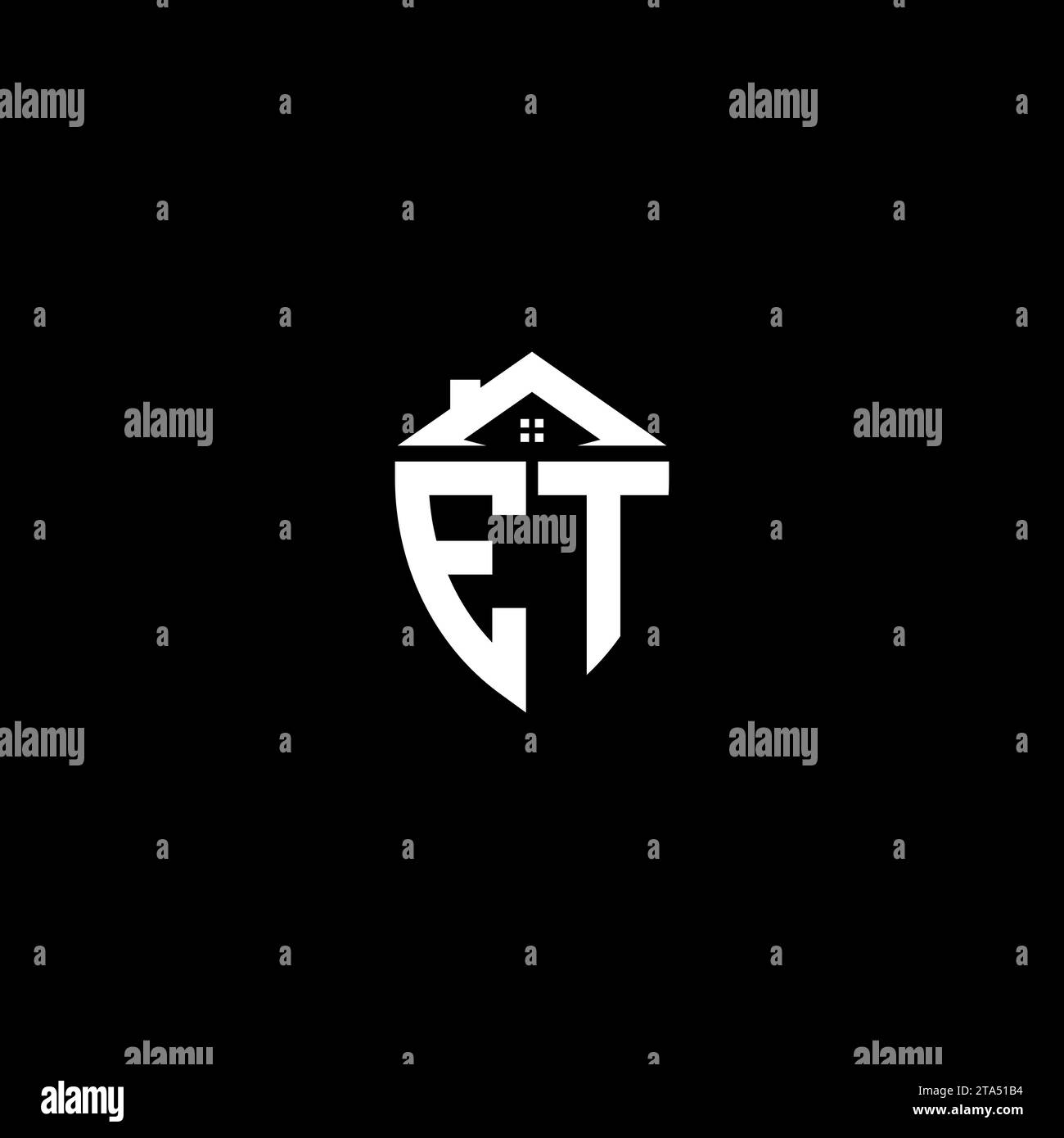 ET initials premium shield logo monogram with home designs modern templates Stock Vector