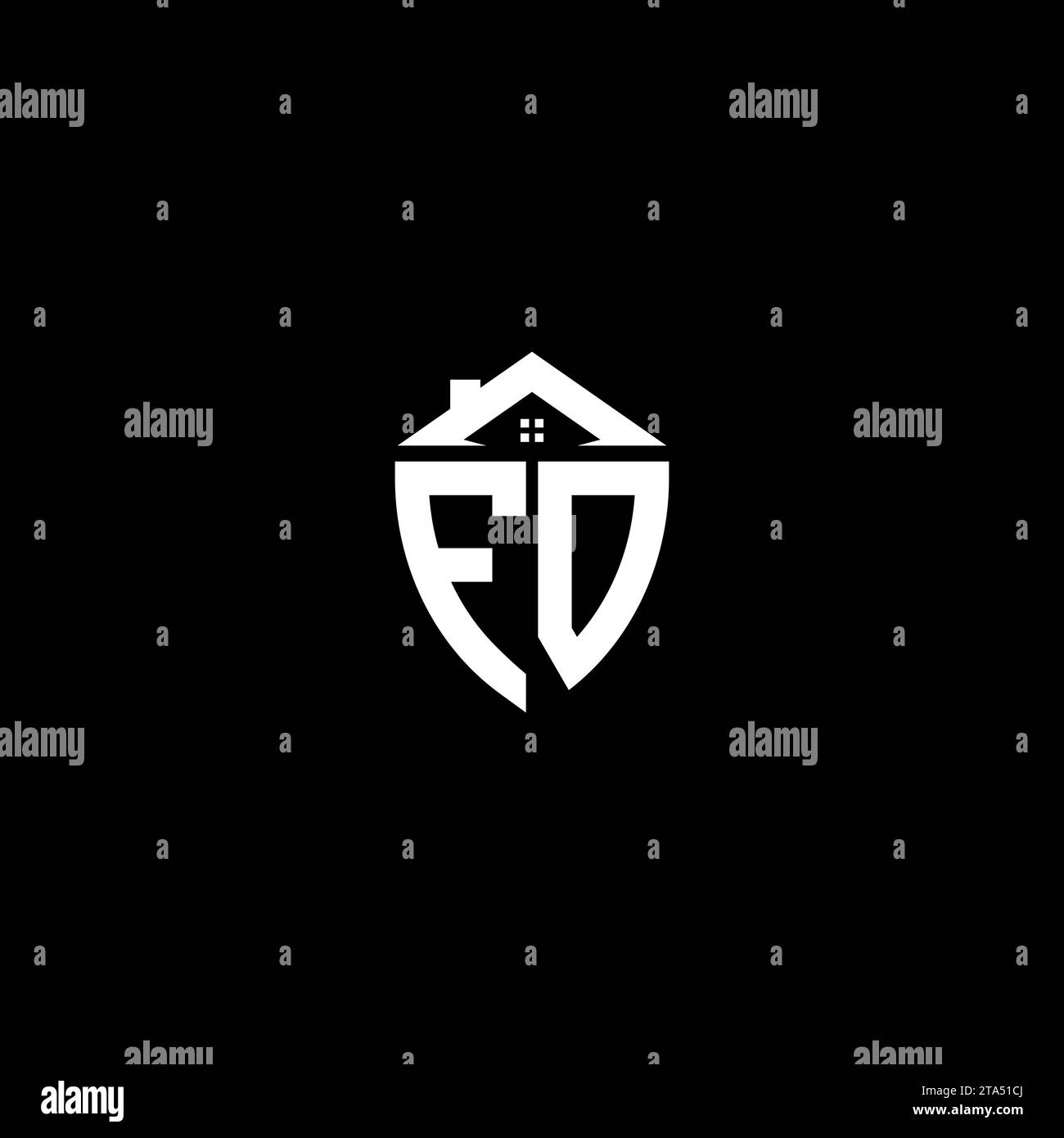 FO initials premium shield logo monogram with home designs modern templates Stock Vector