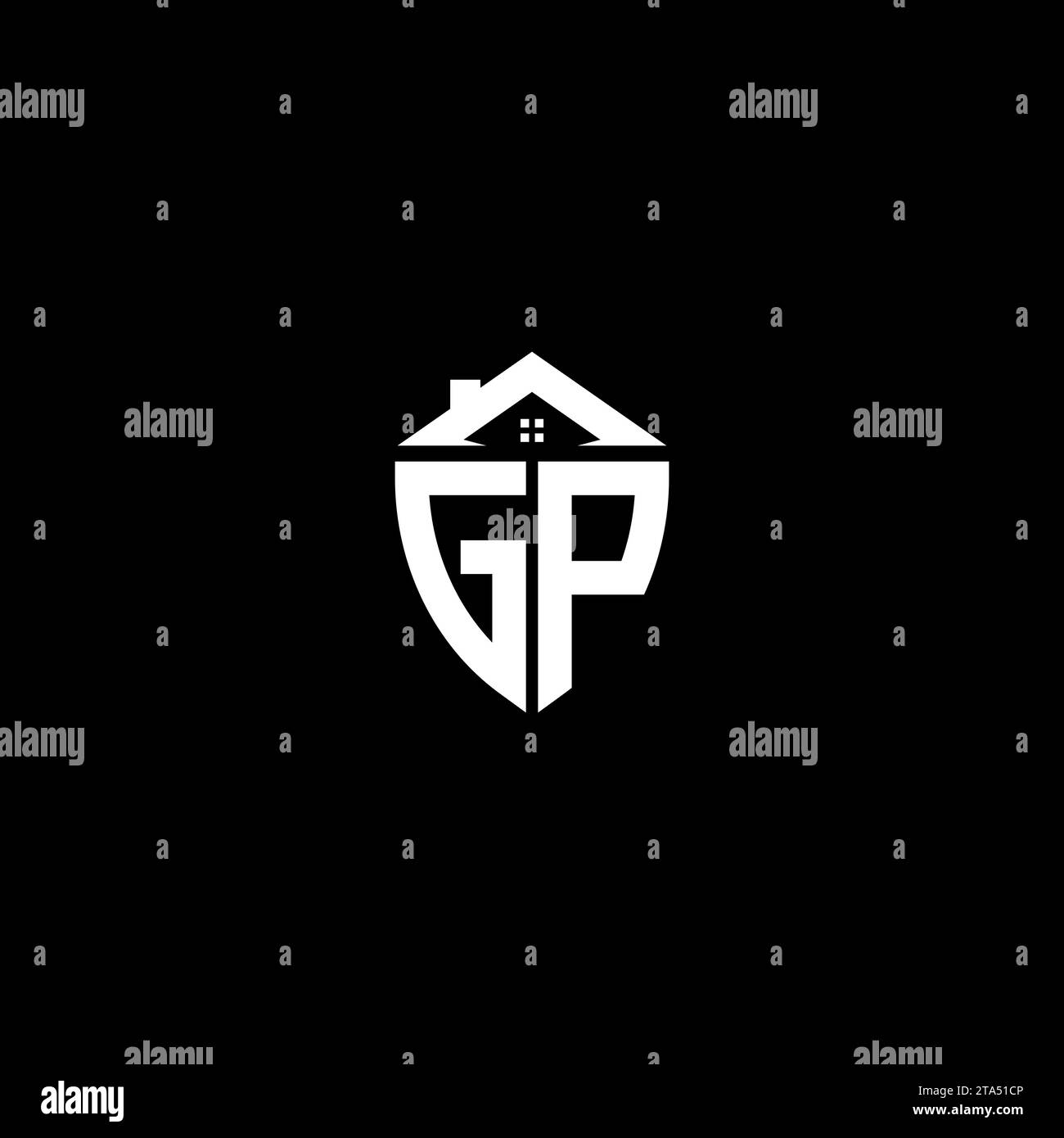 GP initials premium shield logo monogram with home designs modern templates Stock Vector