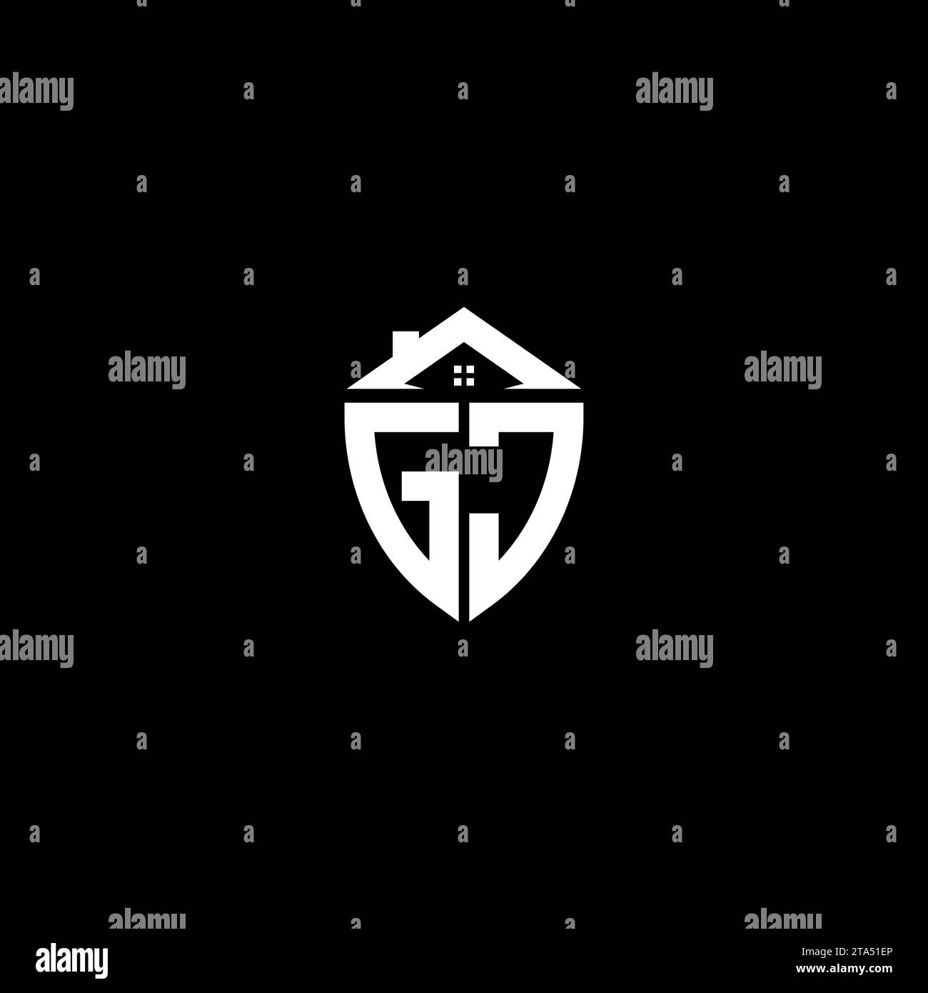 GJ initials premium shield logo monogram with home designs modern templates Stock Vector