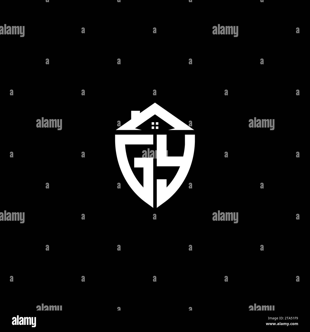 GY initials premium shield logo monogram with home designs modern templates Stock Vector