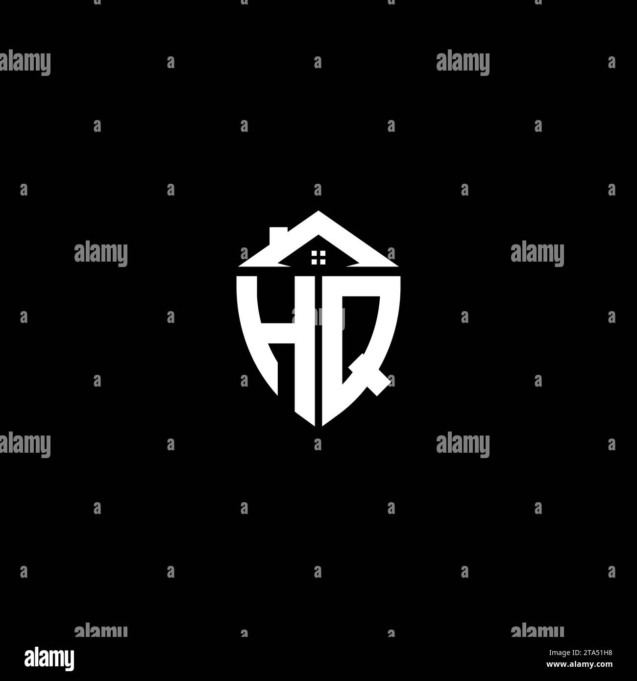 HQ initials premium shield logo monogram with home designs modern templates Stock Vector