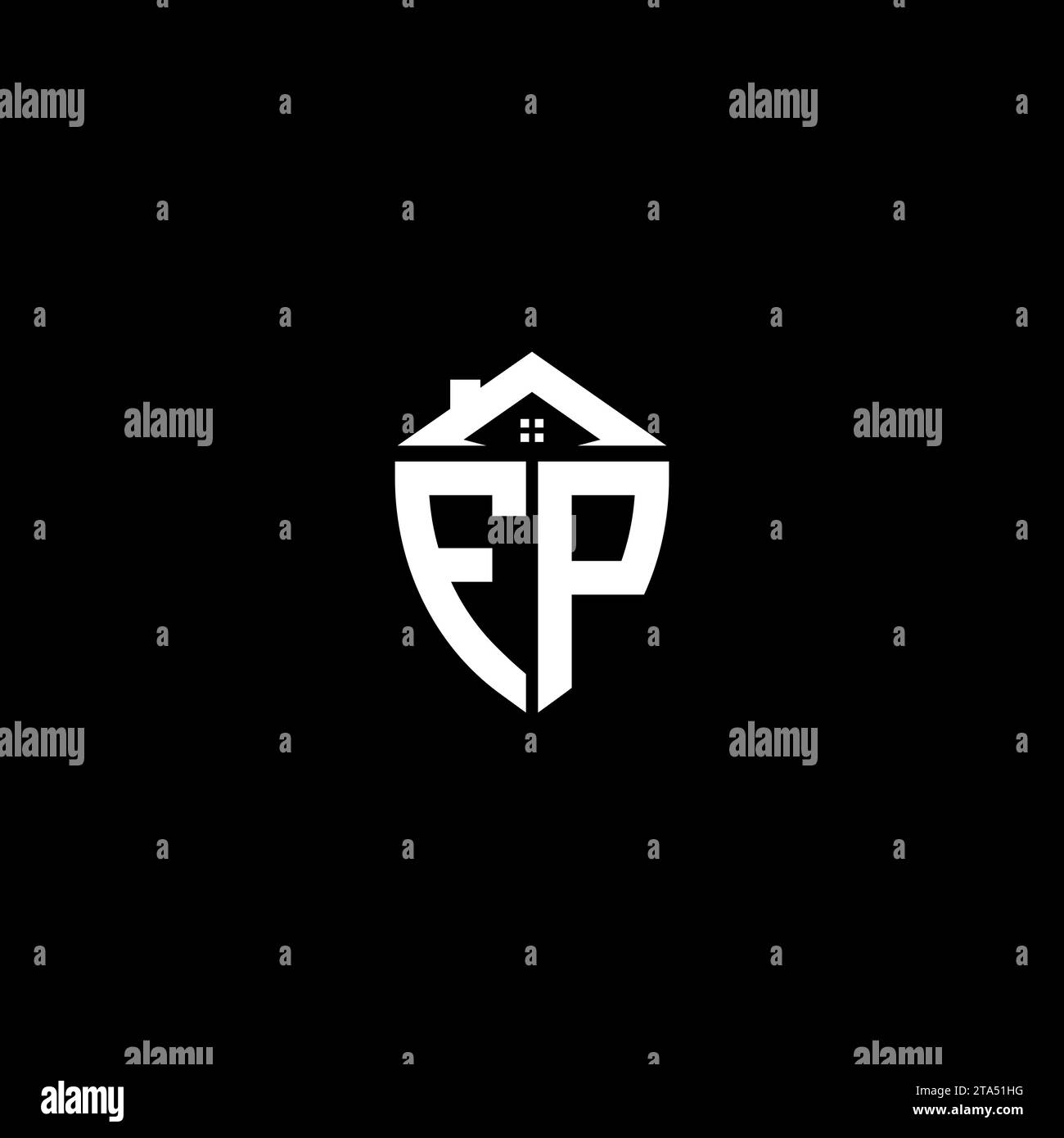 FP initials premium shield logo monogram with home designs modern templates Stock Vector