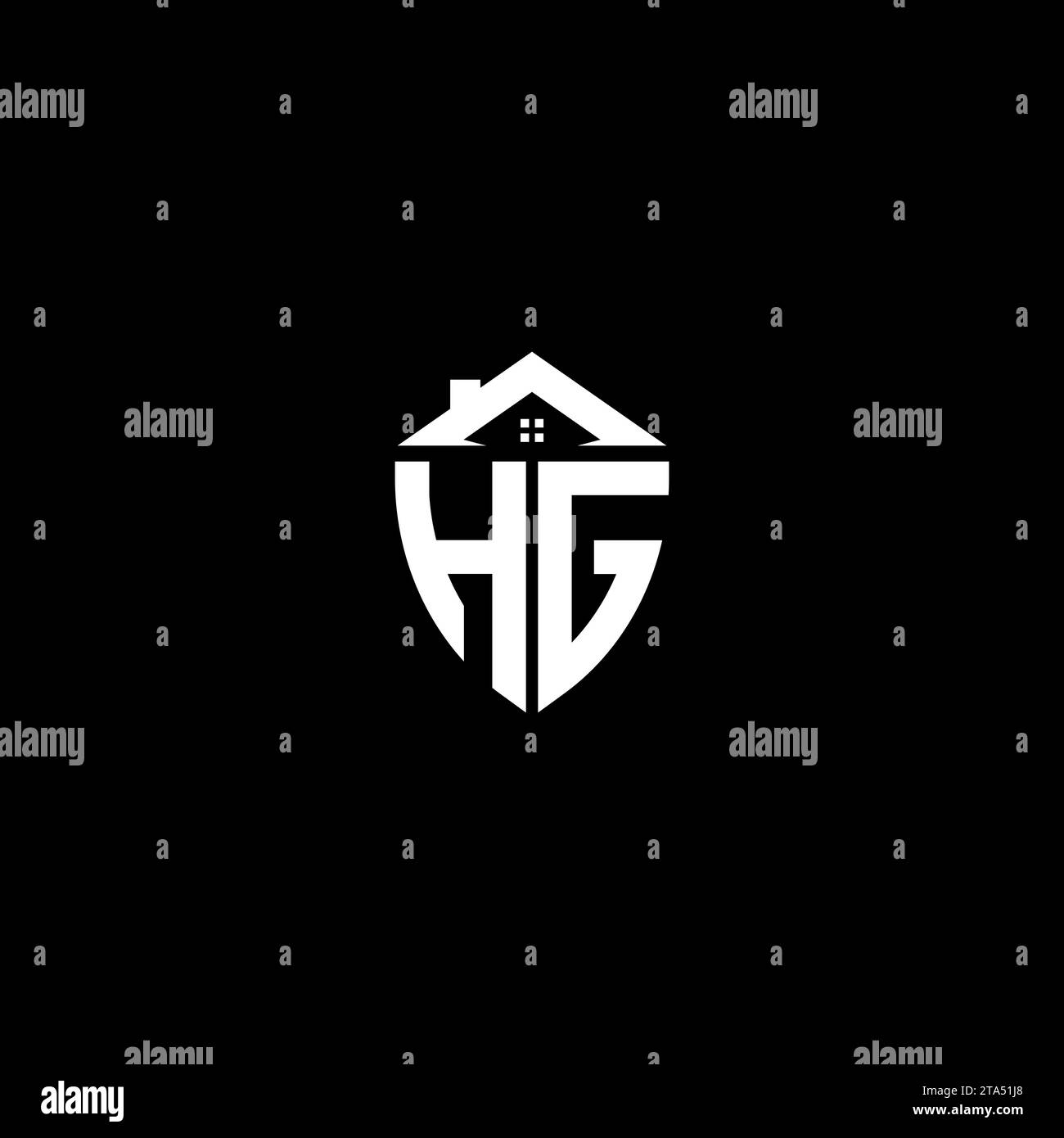 HG initials premium shield logo monogram with home designs modern templates Stock Vector