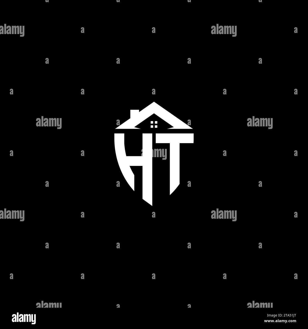 HT initials premium shield logo monogram with home designs modern templates Stock Vector