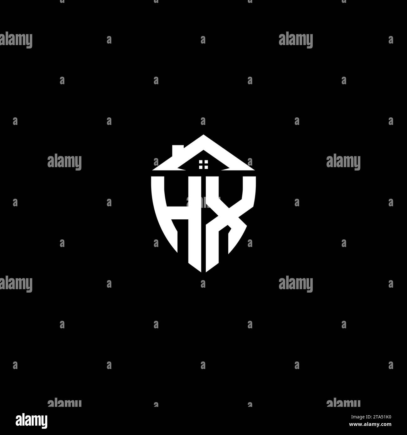 HX initials premium shield logo monogram with home designs modern templates Stock Vector