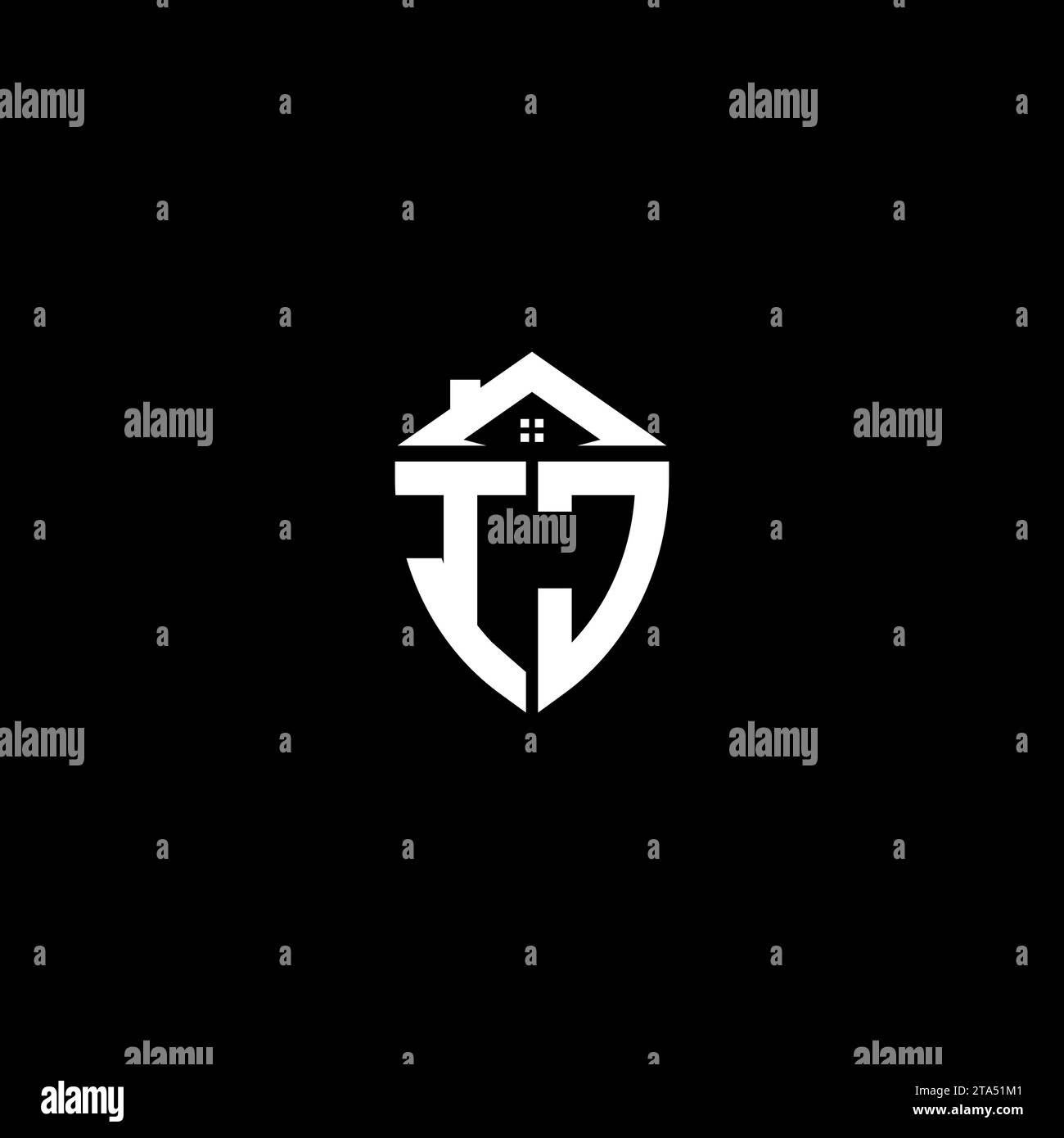 IJ initials premium shield logo monogram with home designs modern templates Stock Vector