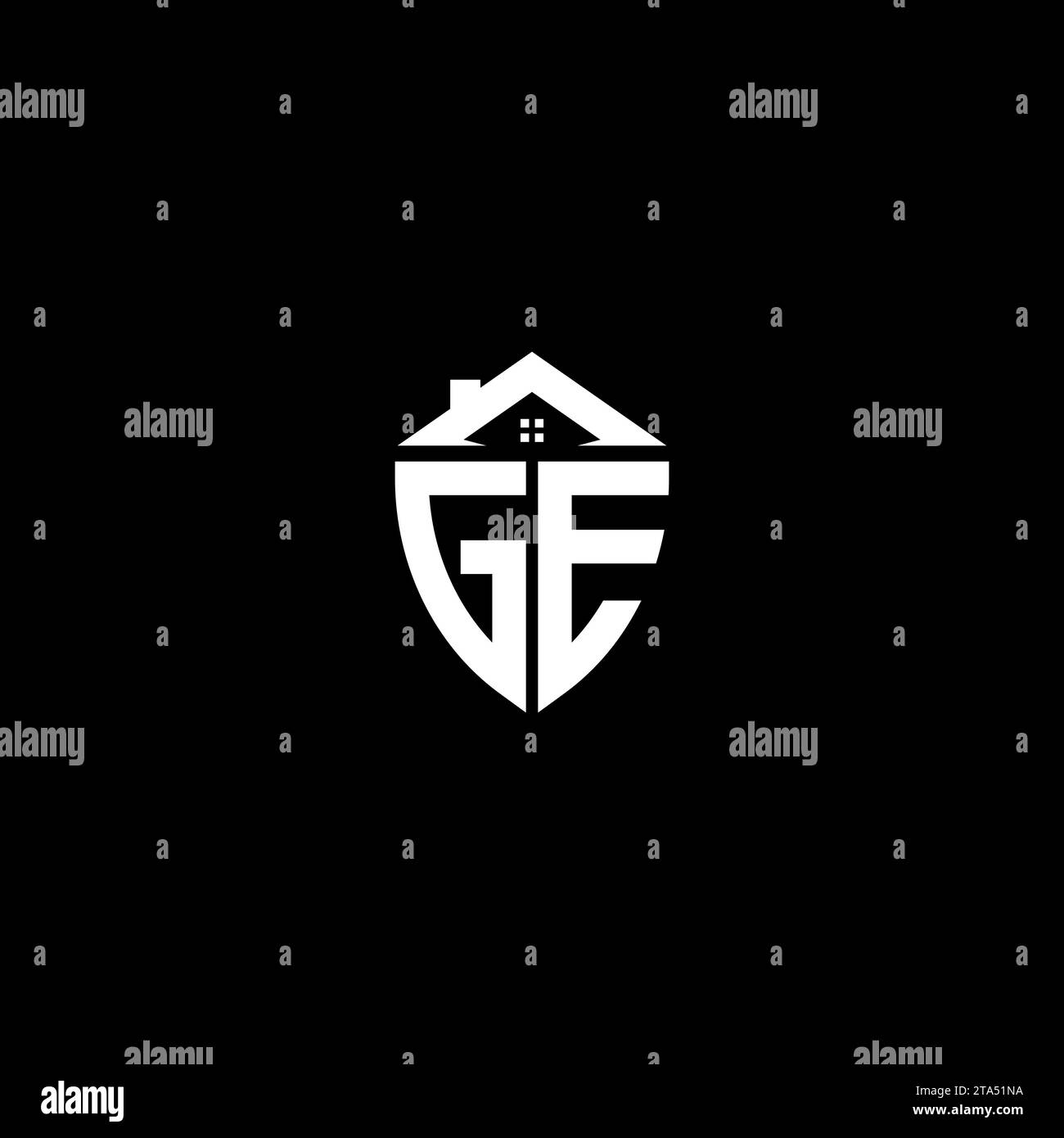 GE initials premium shield logo monogram with home designs modern templates Stock Vector