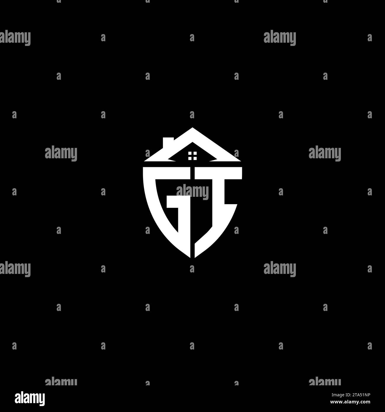 GI initials premium shield logo monogram with home designs modern templates Stock Vector