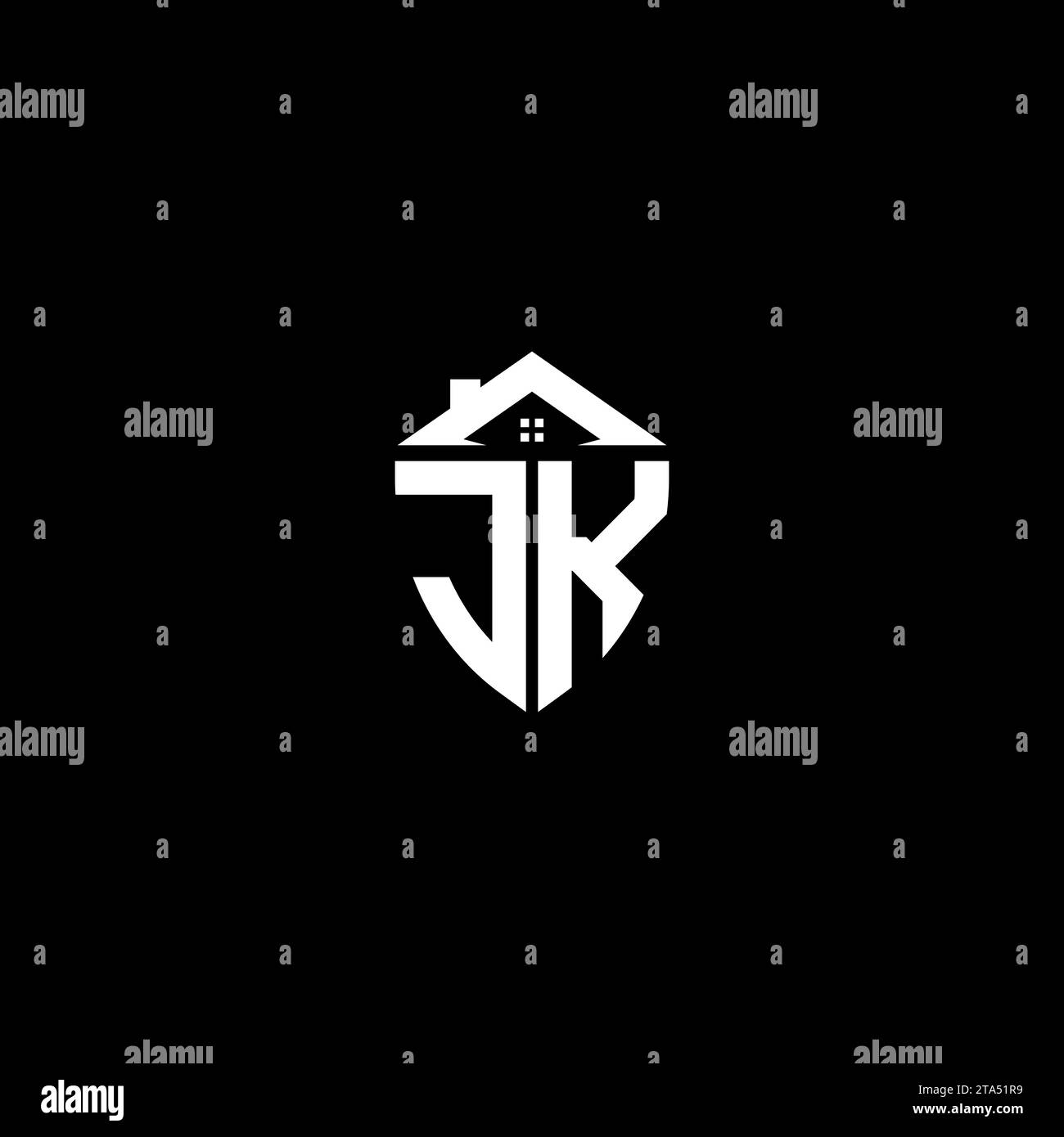 JK initials premium shield logo monogram with home designs modern templates Stock Vector