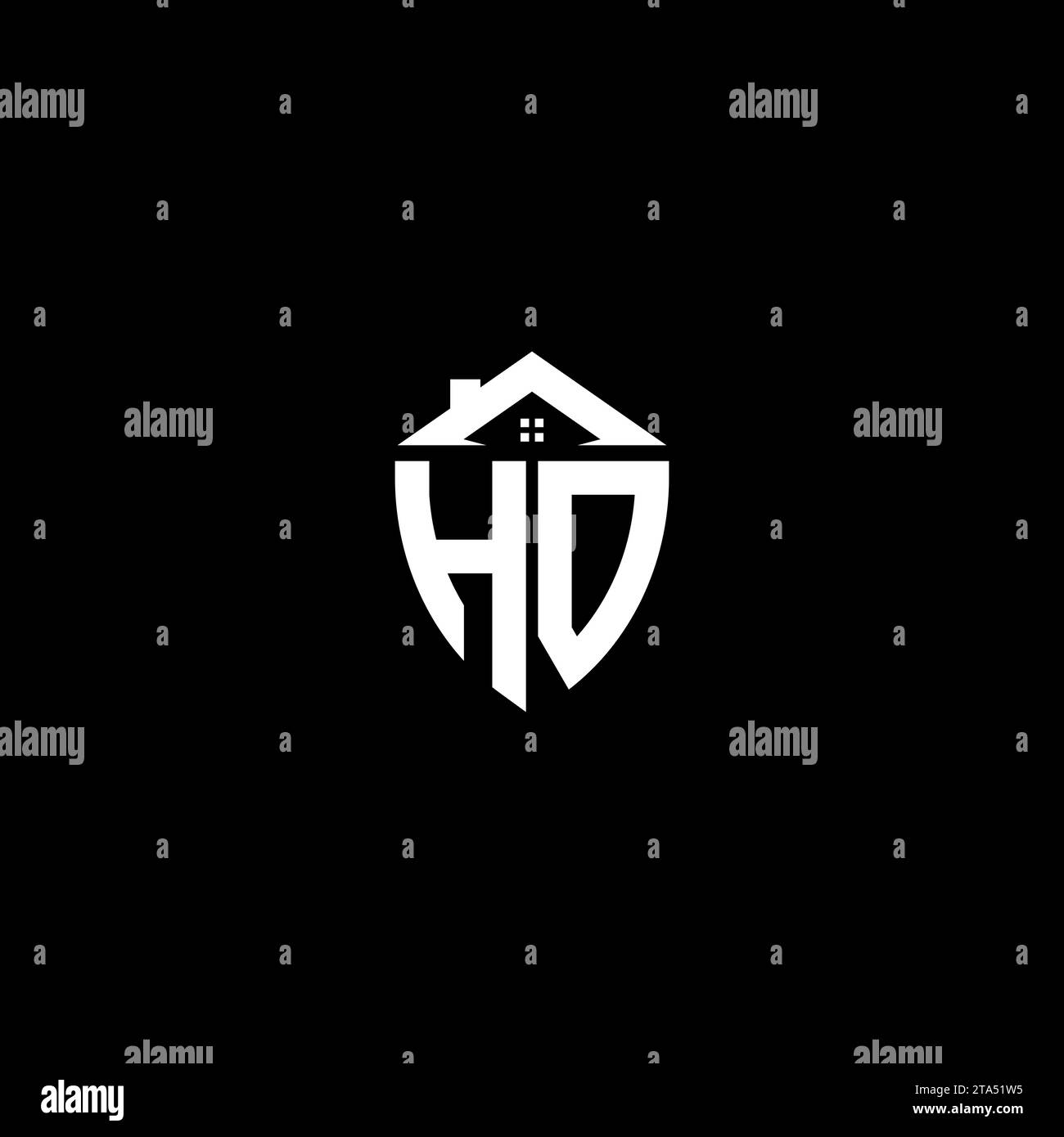 HO initials premium shield logo monogram with home designs modern templates Stock Vector