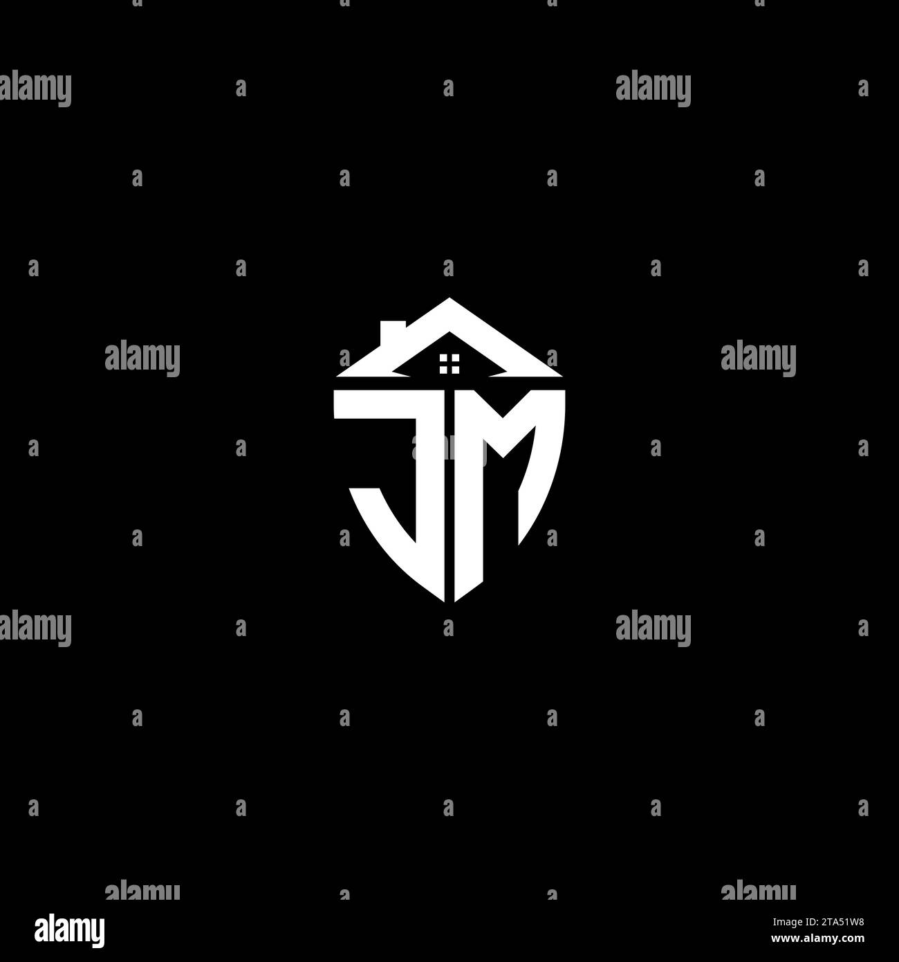 JM initials premium shield logo monogram with home designs modern templates Stock Vector