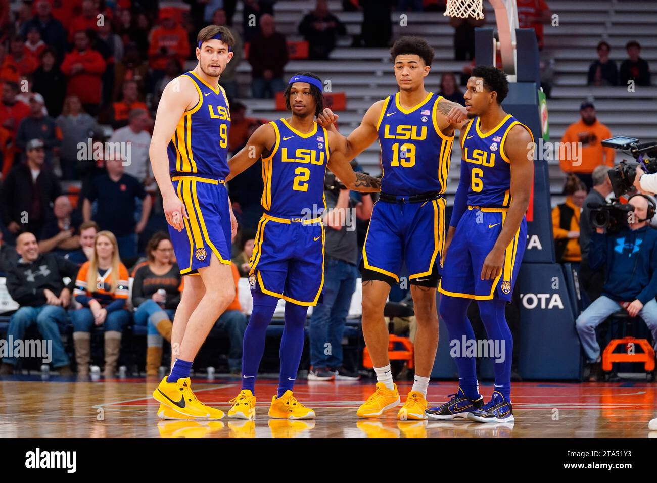 SYRACUSE, NY - NOVEMBER 28: The LSU Tigers stand waiting for the tip ...