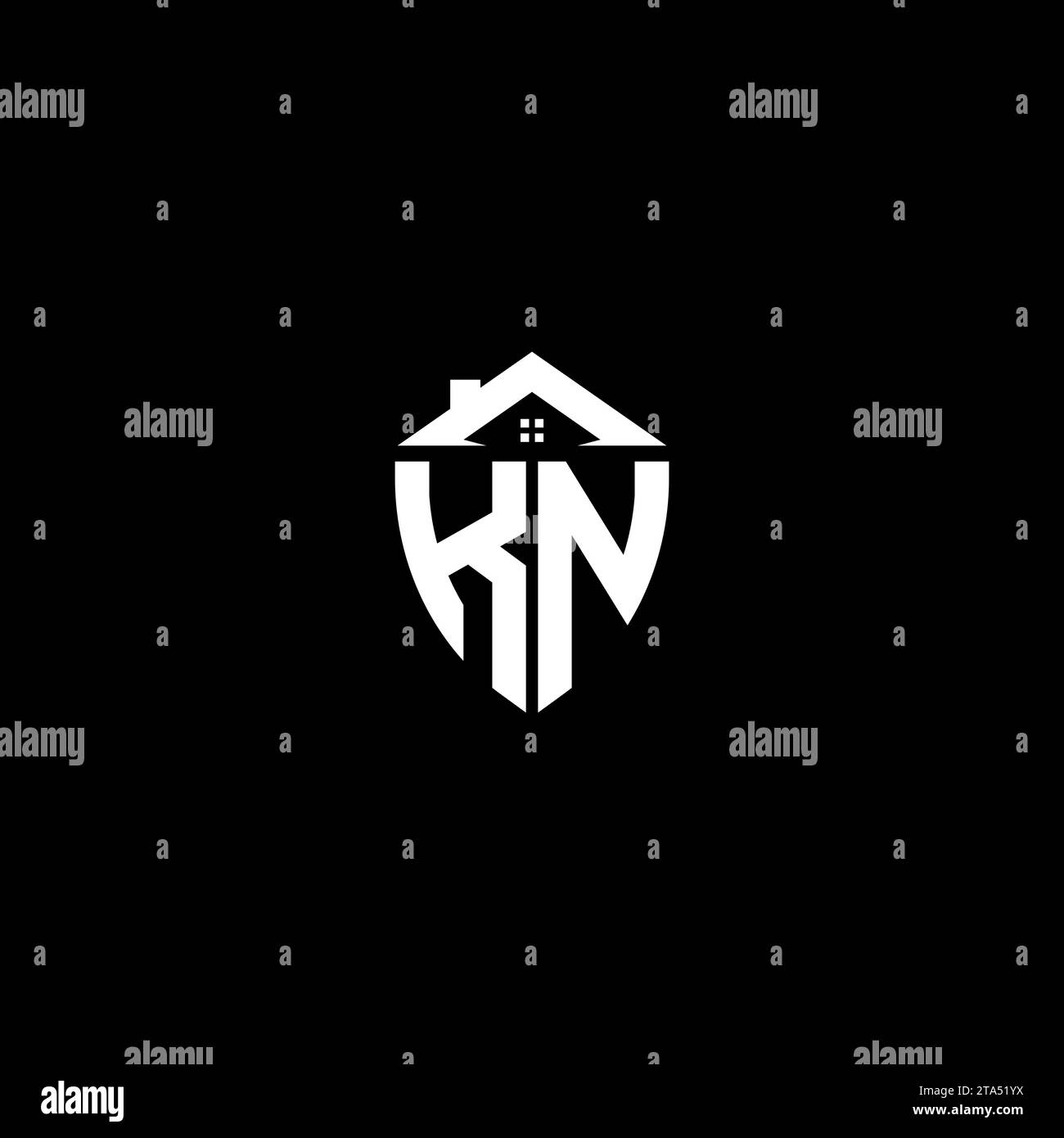 KN initials premium shield logo monogram with home designs modern templates Stock Vector