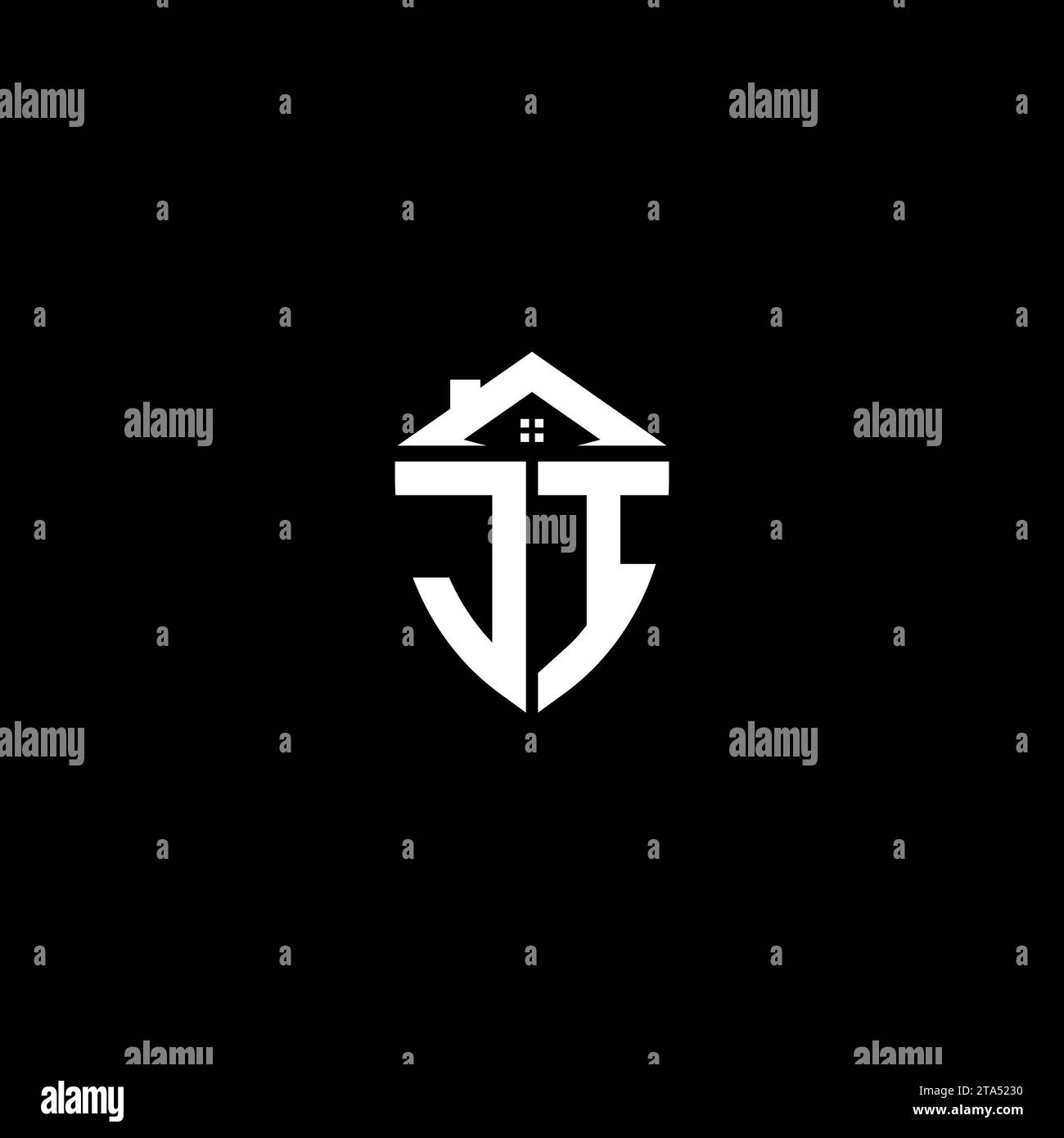JI initials premium shield logo monogram with home designs modern templates Stock Vector