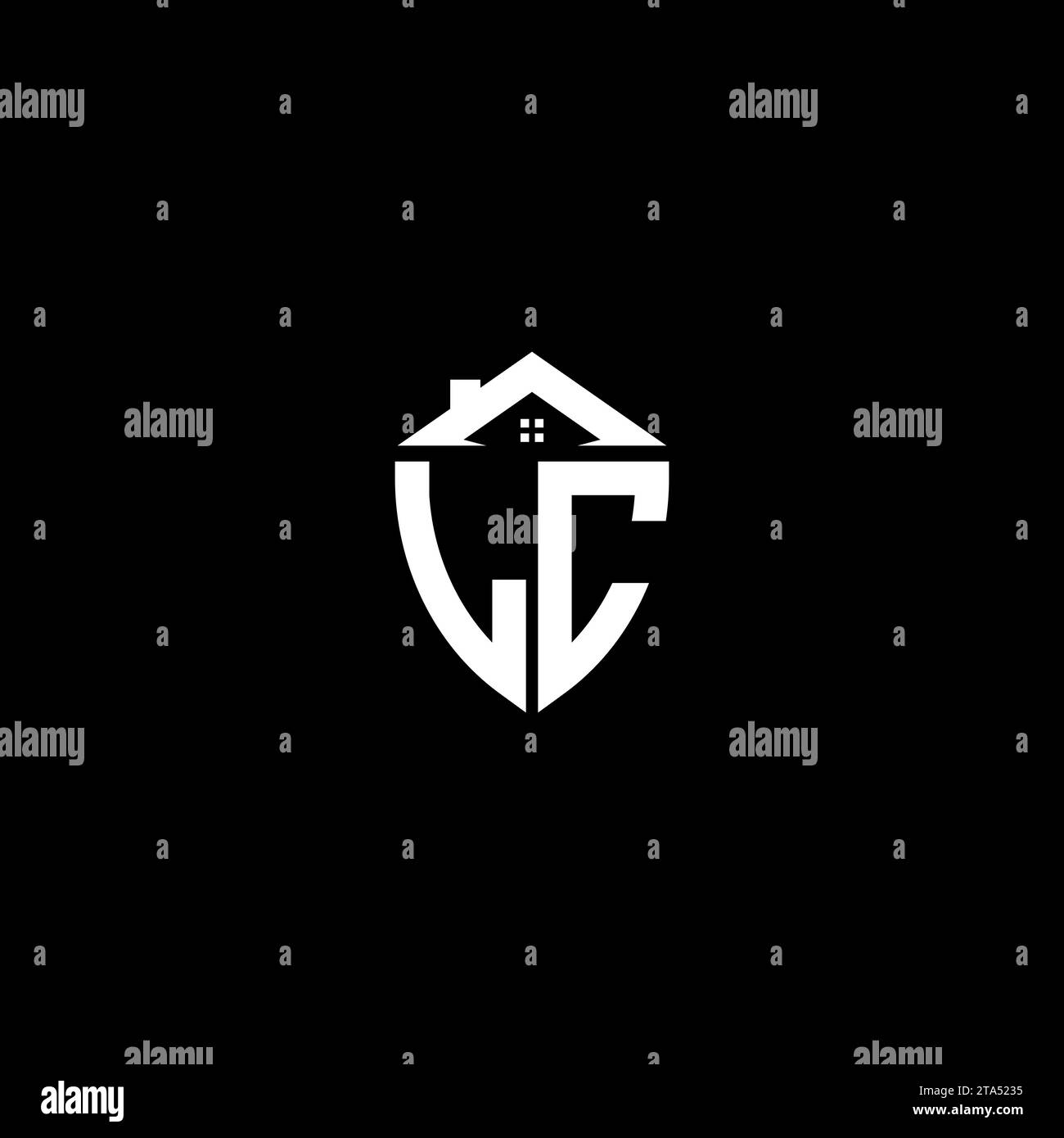 LC initials premium shield logo monogram with home designs modern templates Stock Vector