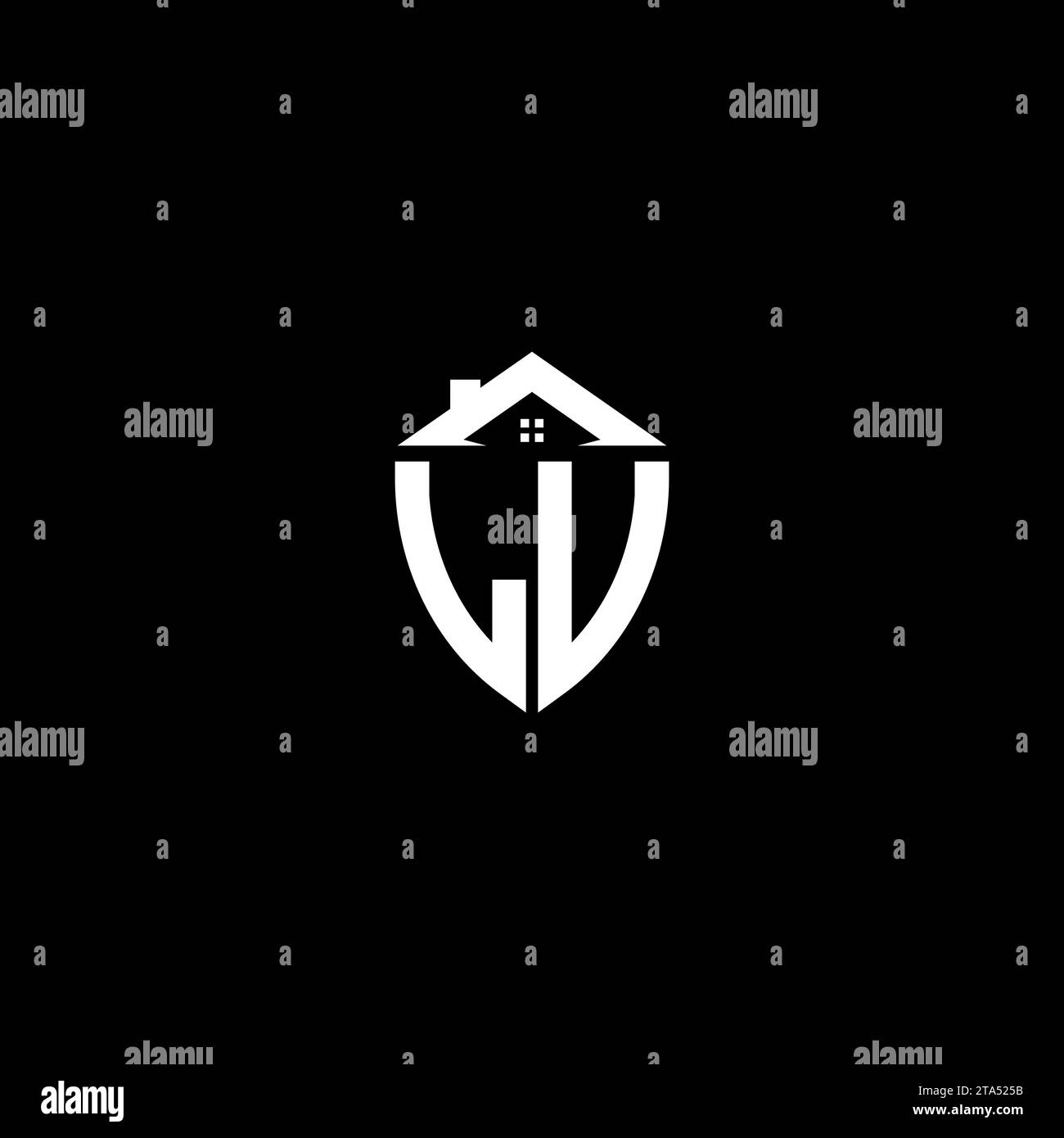 LV initials premium shield logo monogram with home designs modern templates Stock Vector
