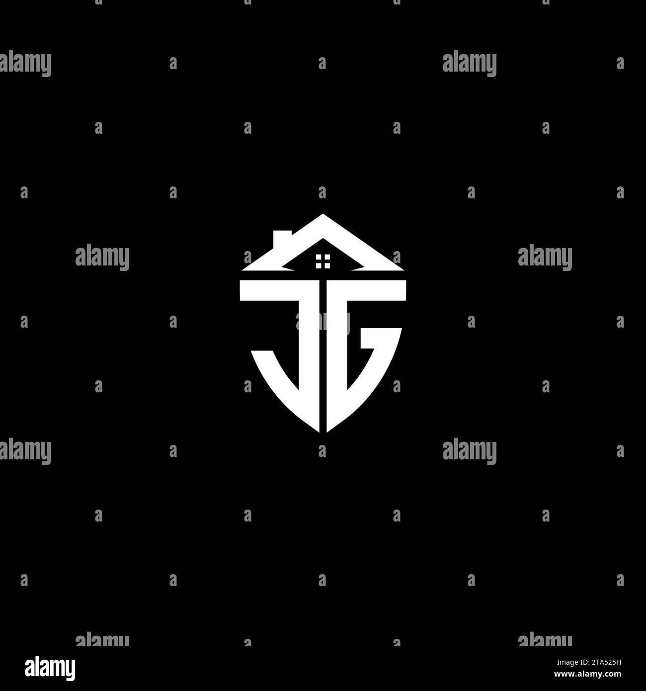 JG initials premium shield logo monogram with home designs modern templates Stock Vector