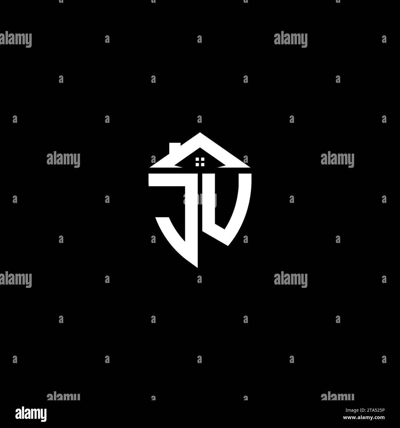 JU initials premium shield logo monogram with home designs modern templates Stock Vector
