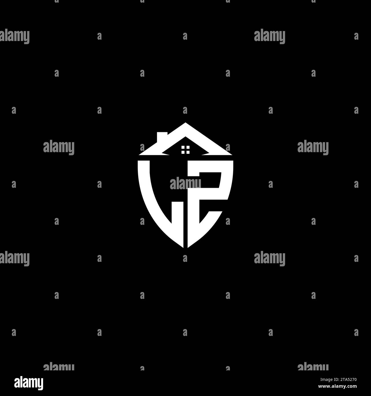 LZ initials premium shield logo monogram with home designs modern templates Stock Vector